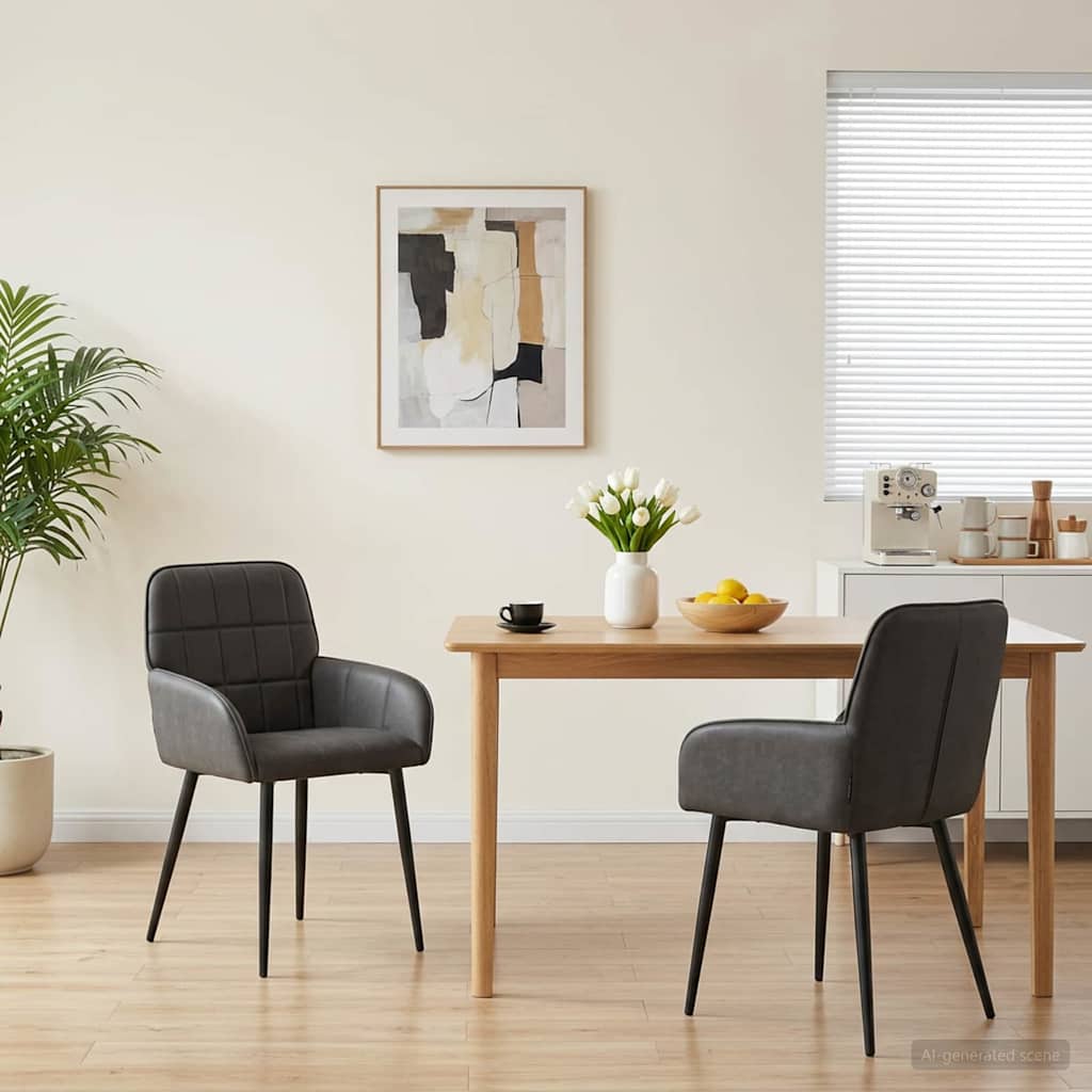 vidaXL Krzesła jadalne 2 pcs Ekoskóra Czarny 57 x 50 x 85 cm