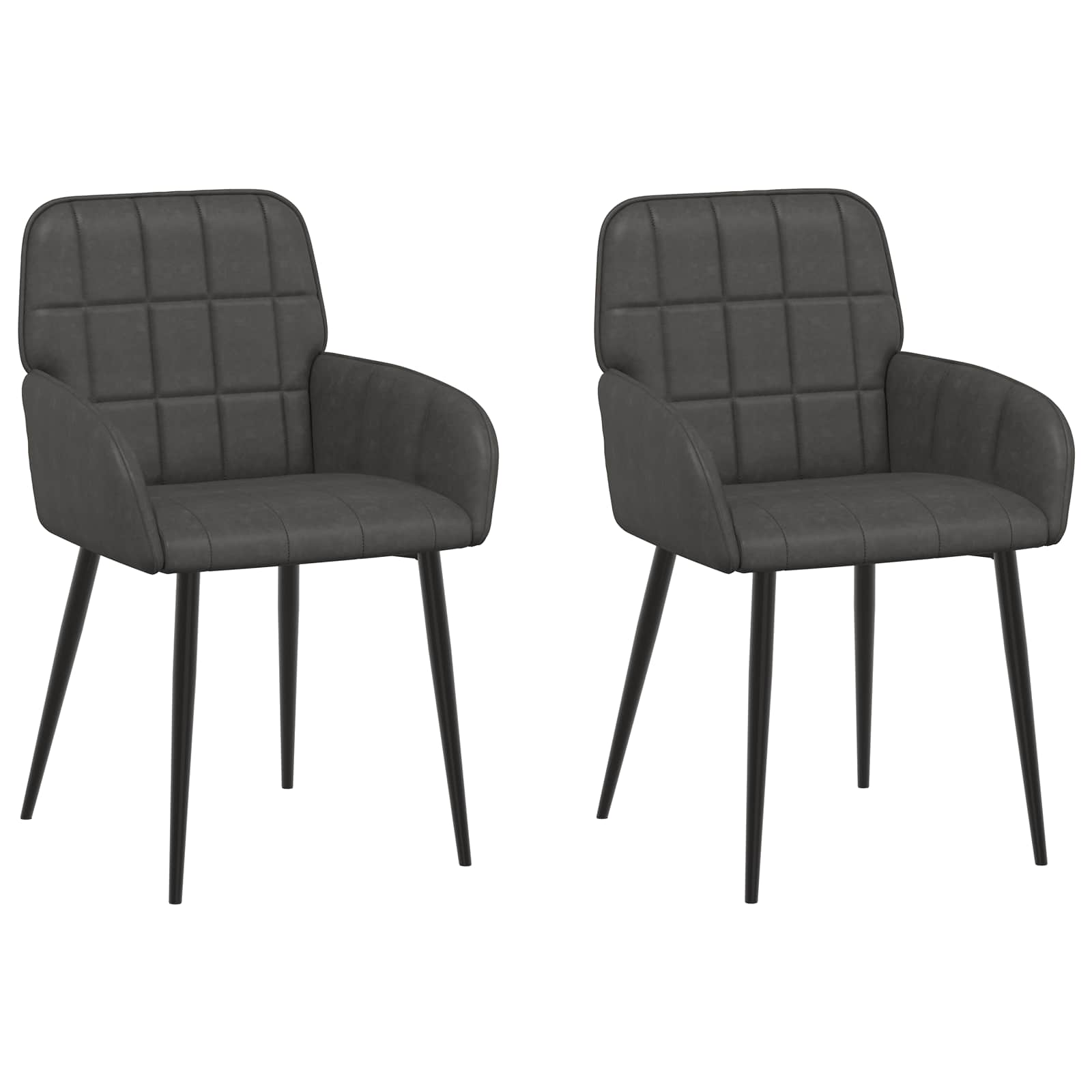 vidaXL Krzesła jadalne 2 pcs Ekoskóra Czarny 57 x 50 x 85 cm