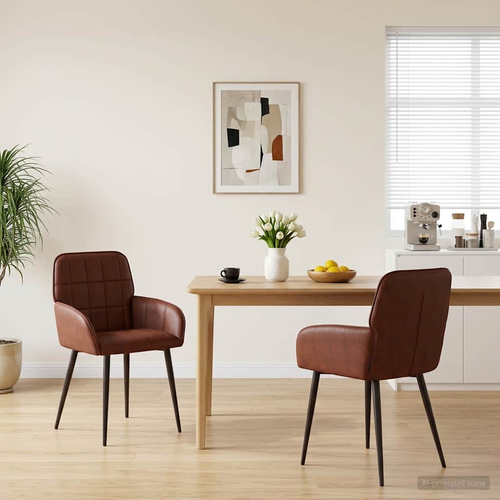vidaXL Krzesła jadalne 2 pcs Ekoskóra Błyszczący Brąz 57 x 50 x 85 cm