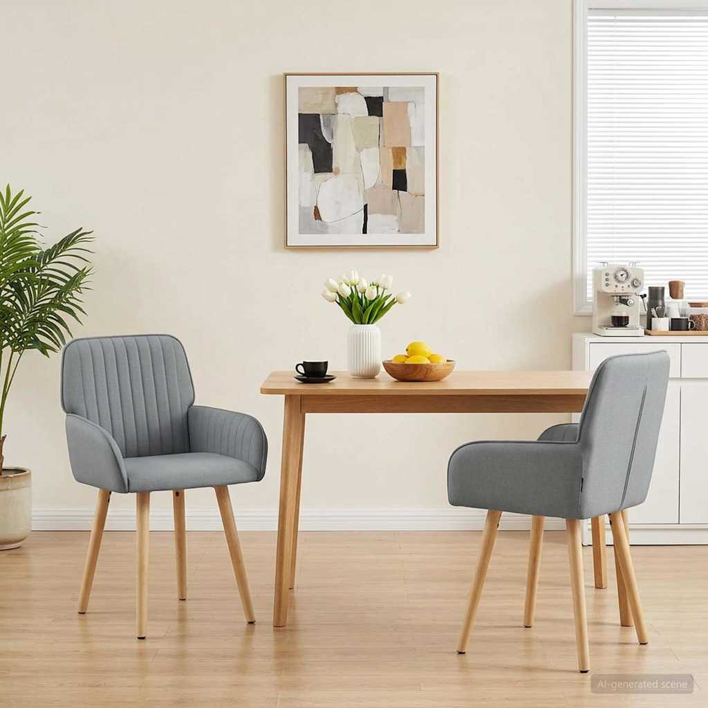 vidaXL Krzesła jadalne 2 pcs tkanina jasnoszary 56,5 x 50 x 87,5 cm