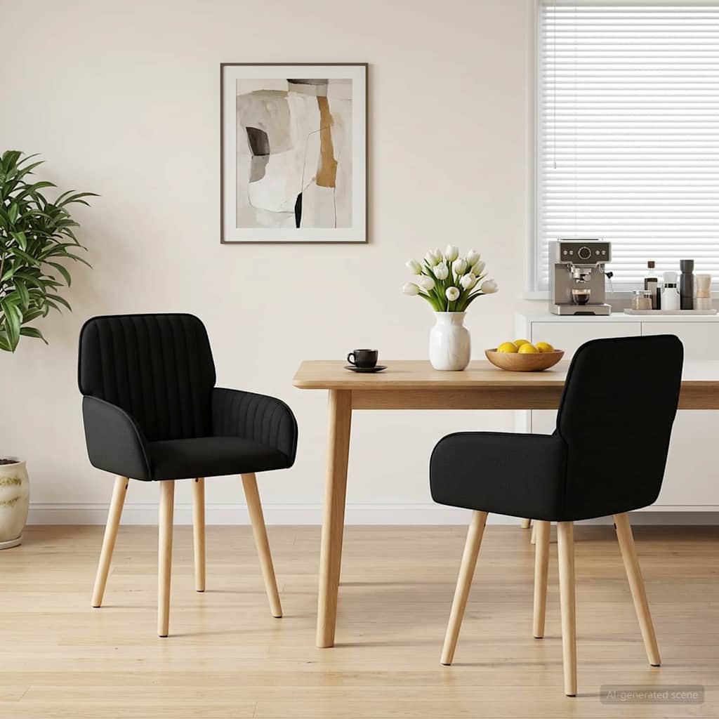 vidaXL Krzesła jadalne 2 pcs tkanina Czarny 56,5 x 50 x 87,5 cm