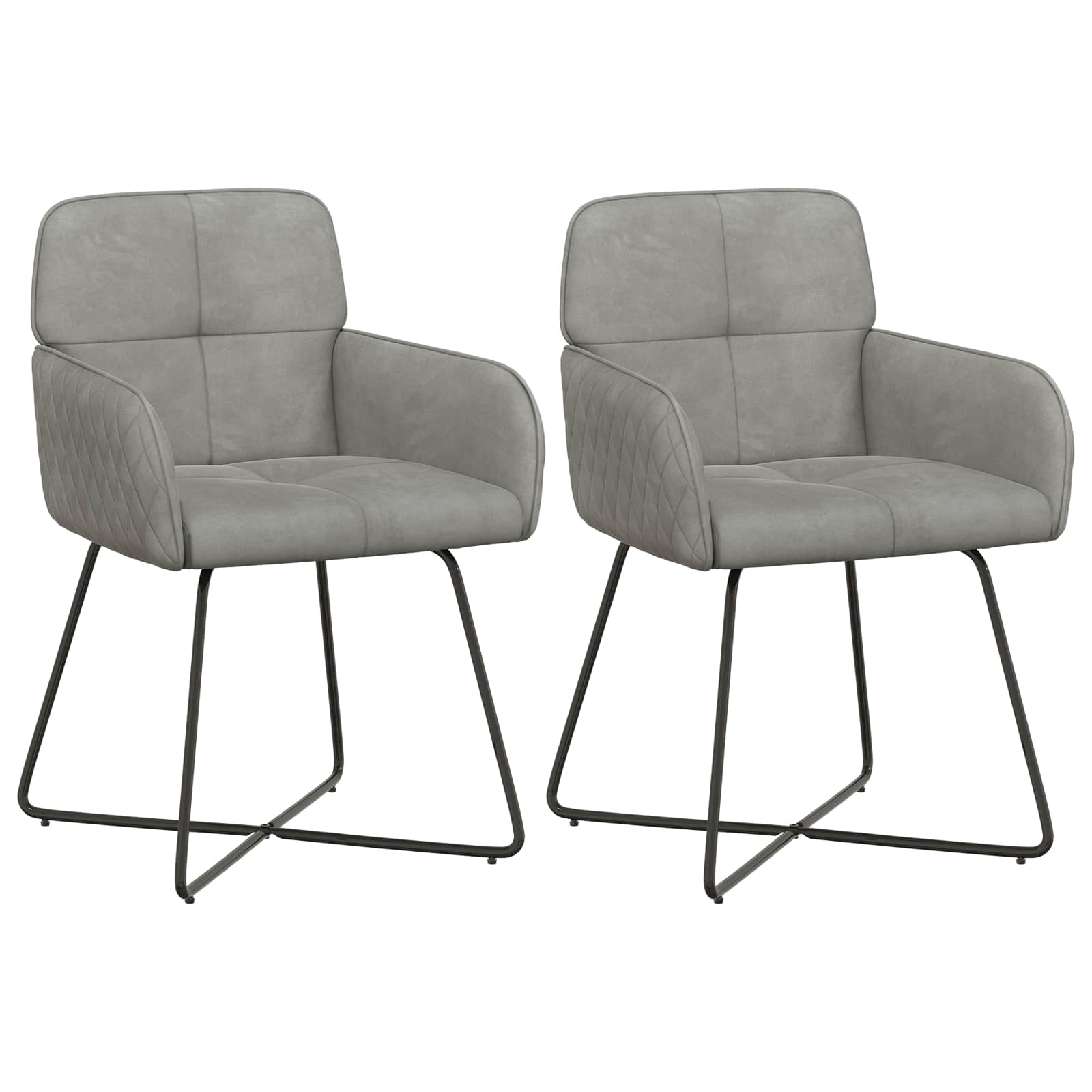 vidaXL Krzesła jadalne 2 pcs Welur jasnoszary 59 x 56,5 x 86 cm