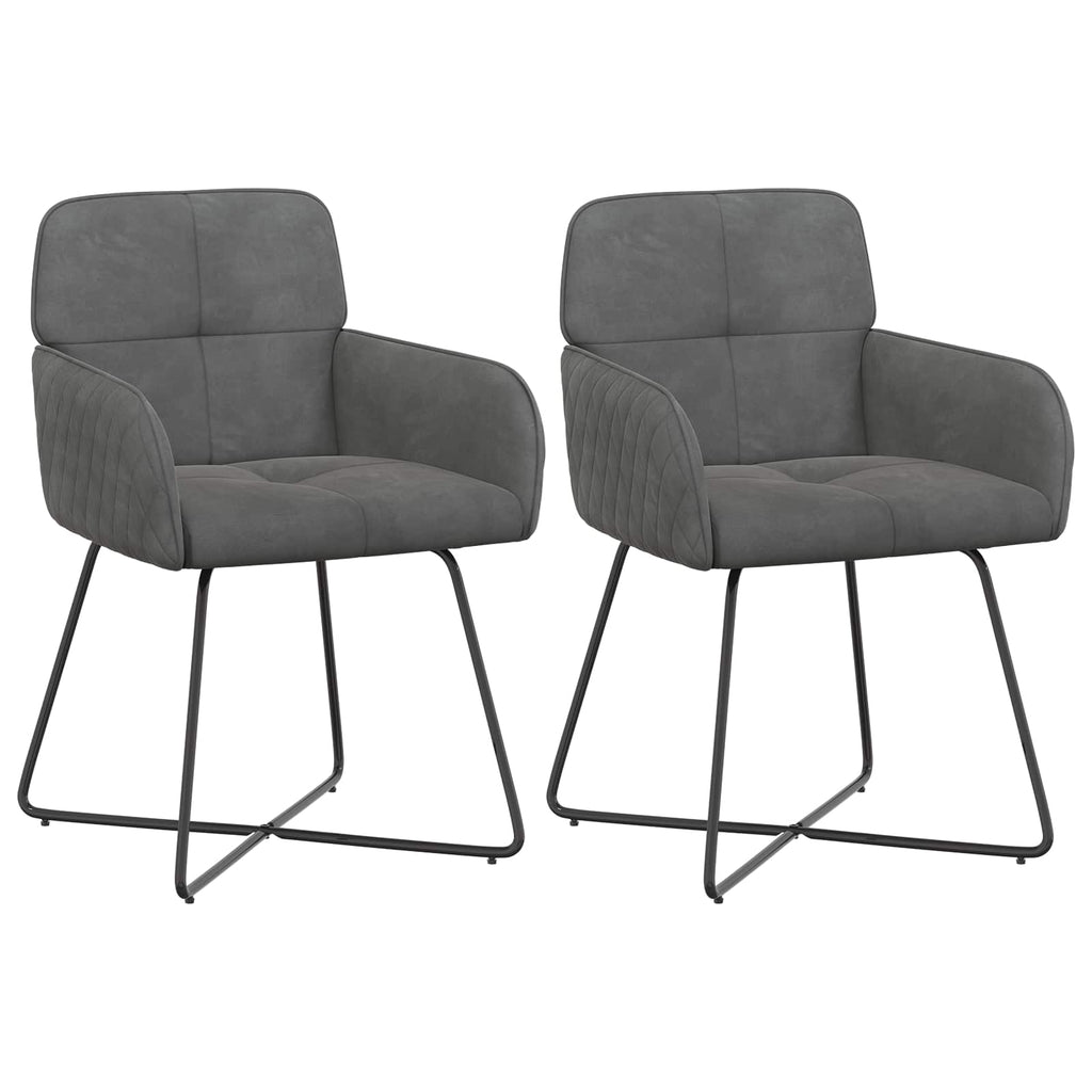 vidaXL Krzesła jadalne 2 pcs Welur ciemnoszary 59 x 56,5 x 86 cm