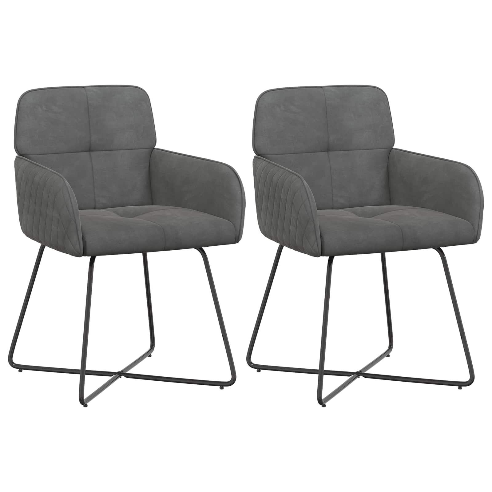 vidaXL Krzesła jadalne 2 pcs Welur ciemnoszary 59 x 56,5 x 86 cm