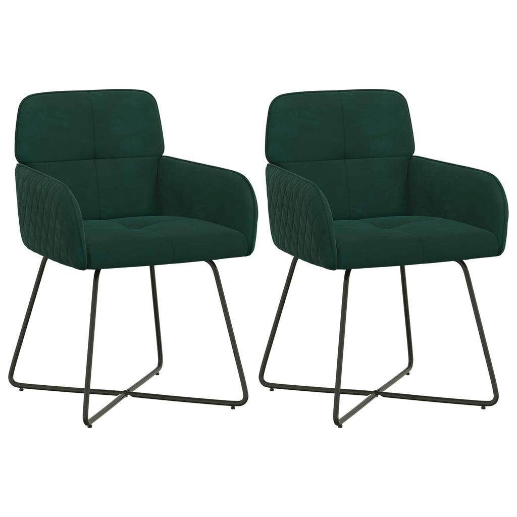 vidaXL Krzesła jadalne 2 pcs Welur Ciemnozielony 59 x 56,5 x 86 cm