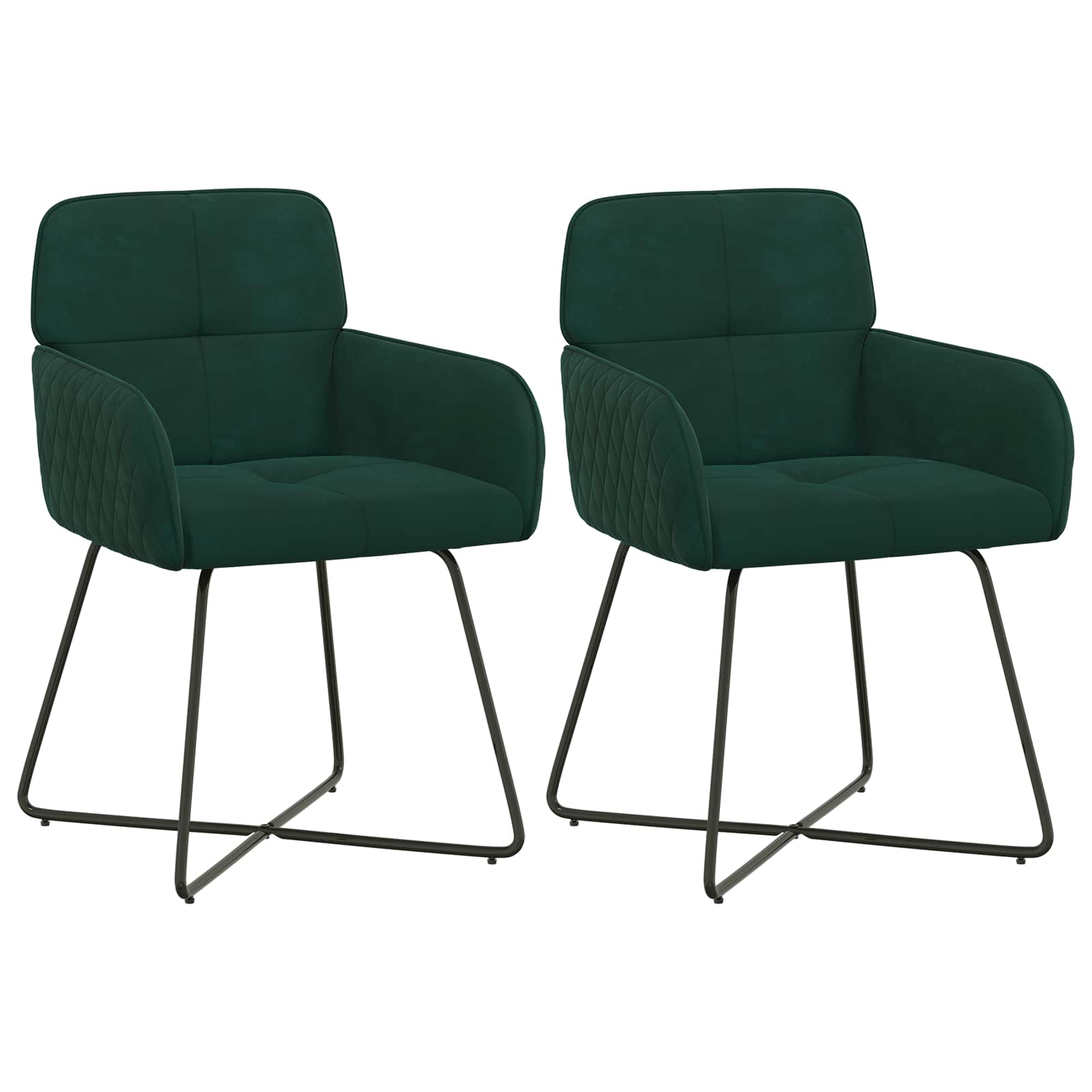 vidaXL Krzesła jadalne 2 pcs Welur Ciemnozielony 59 x 56,5 x 86 cm