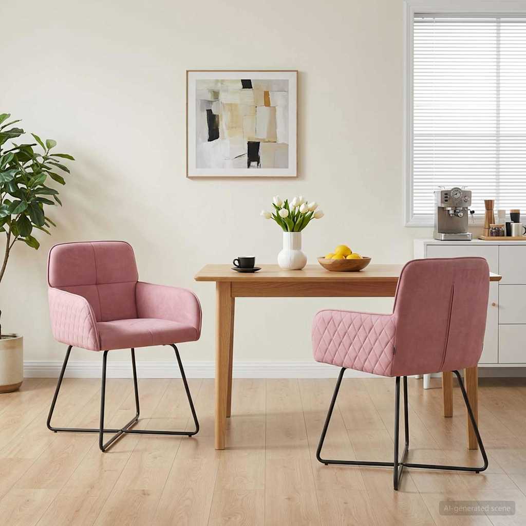 vidaXL Krzesła jadalne 2 pcs Welur różowy 59 x 56,5 x 86 cm