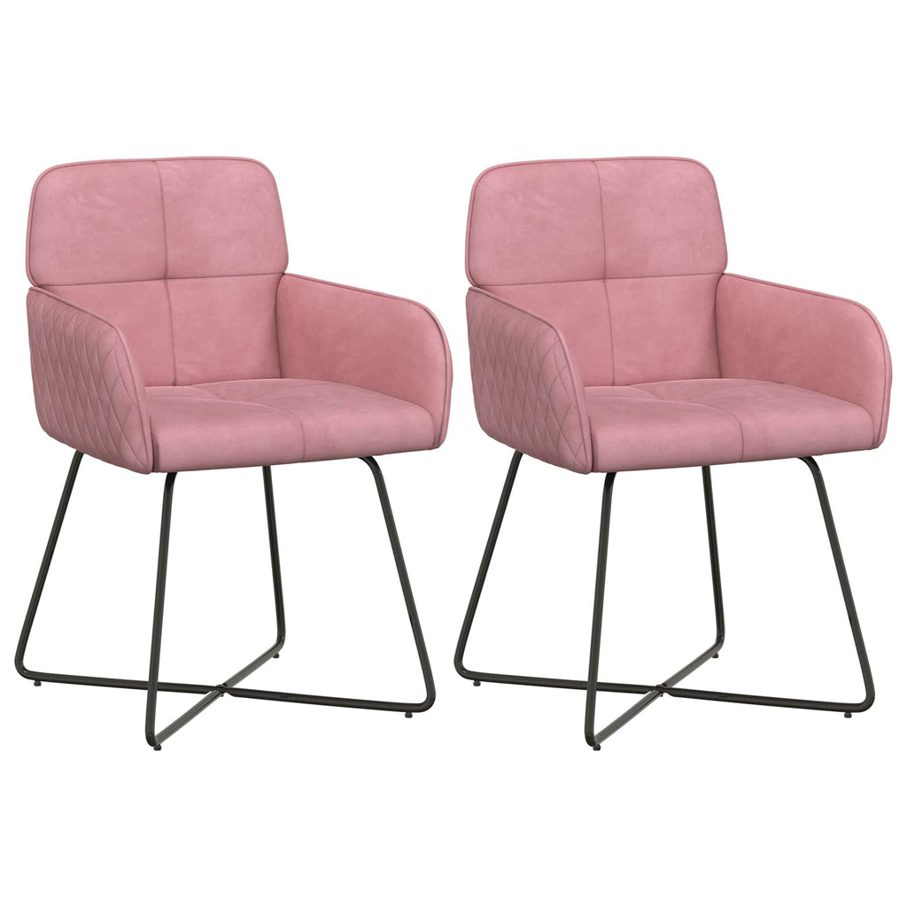vidaXL Krzesła jadalne 2 pcs Welur różowy 59 x 56,5 x 86 cm
