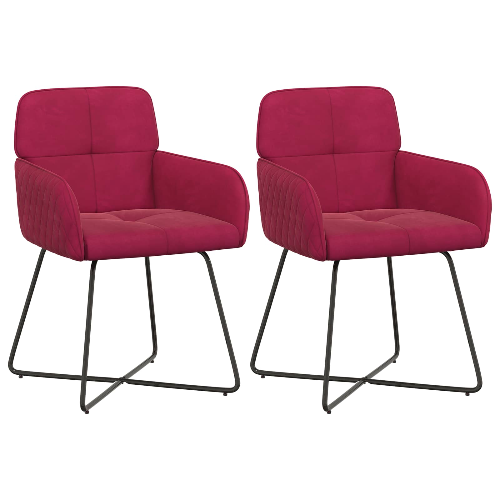 vidaXL Krzesła jadalne 2 pcs Welur Czerwone wino 59 x 56,5 x 86 cm