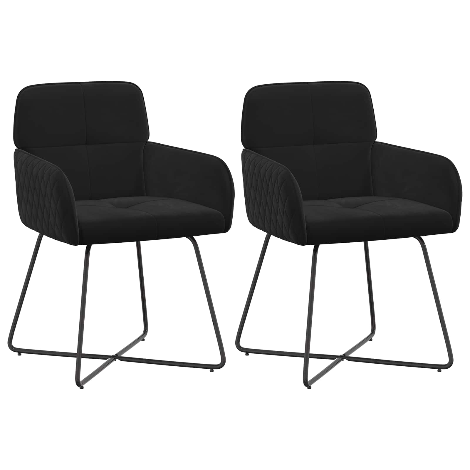 vidaXL Krzesła jadalne 2 pcs Welur Czarny 59 x 56,5 x 86 cm
