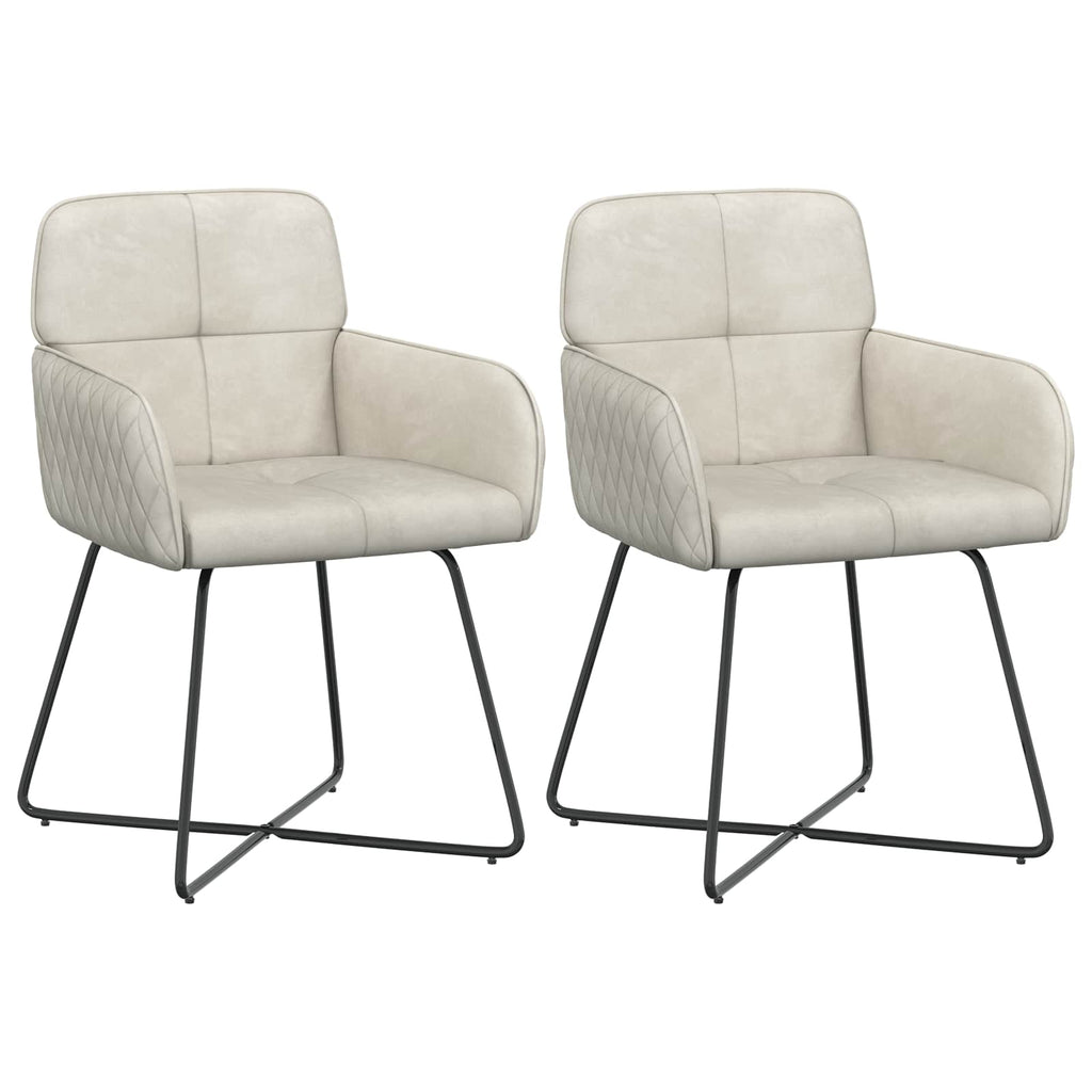 vidaXL Krzesła jadalne 2 pcs Welur kremowy 59 x 56,5 x 86 cm