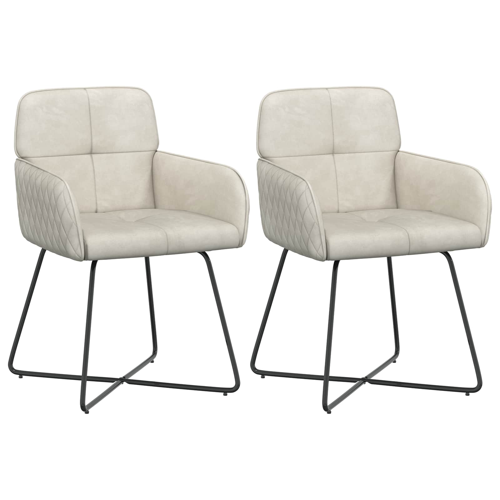 vidaXL Krzesła jadalne 2 pcs Welur kremowy 59 x 56,5 x 86 cm