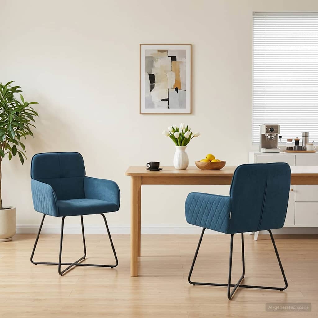 vidaXL Krzesła jadalne 2 pcs Welur niebieski 59 x 56,5 x 86 cm