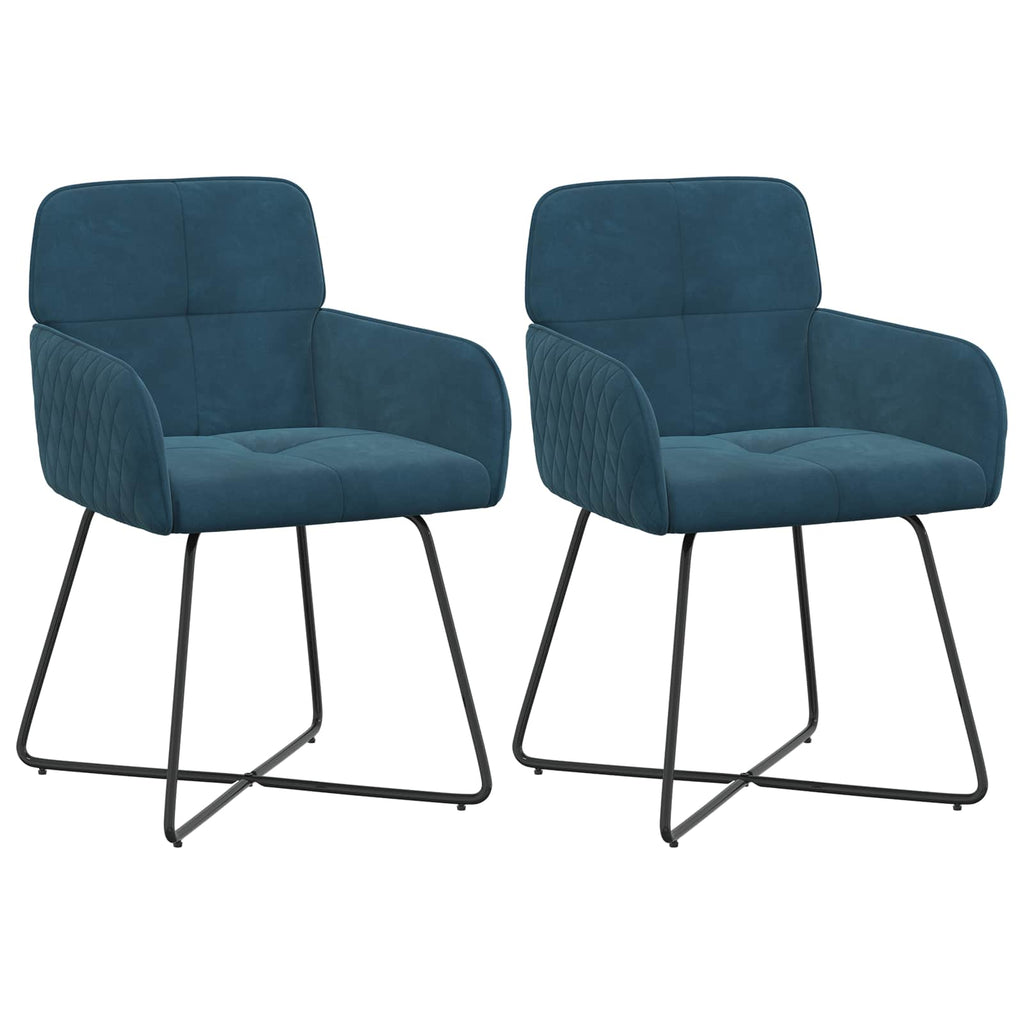 vidaXL Krzesła jadalne 2 pcs Welur niebieski 59 x 56,5 x 86 cm