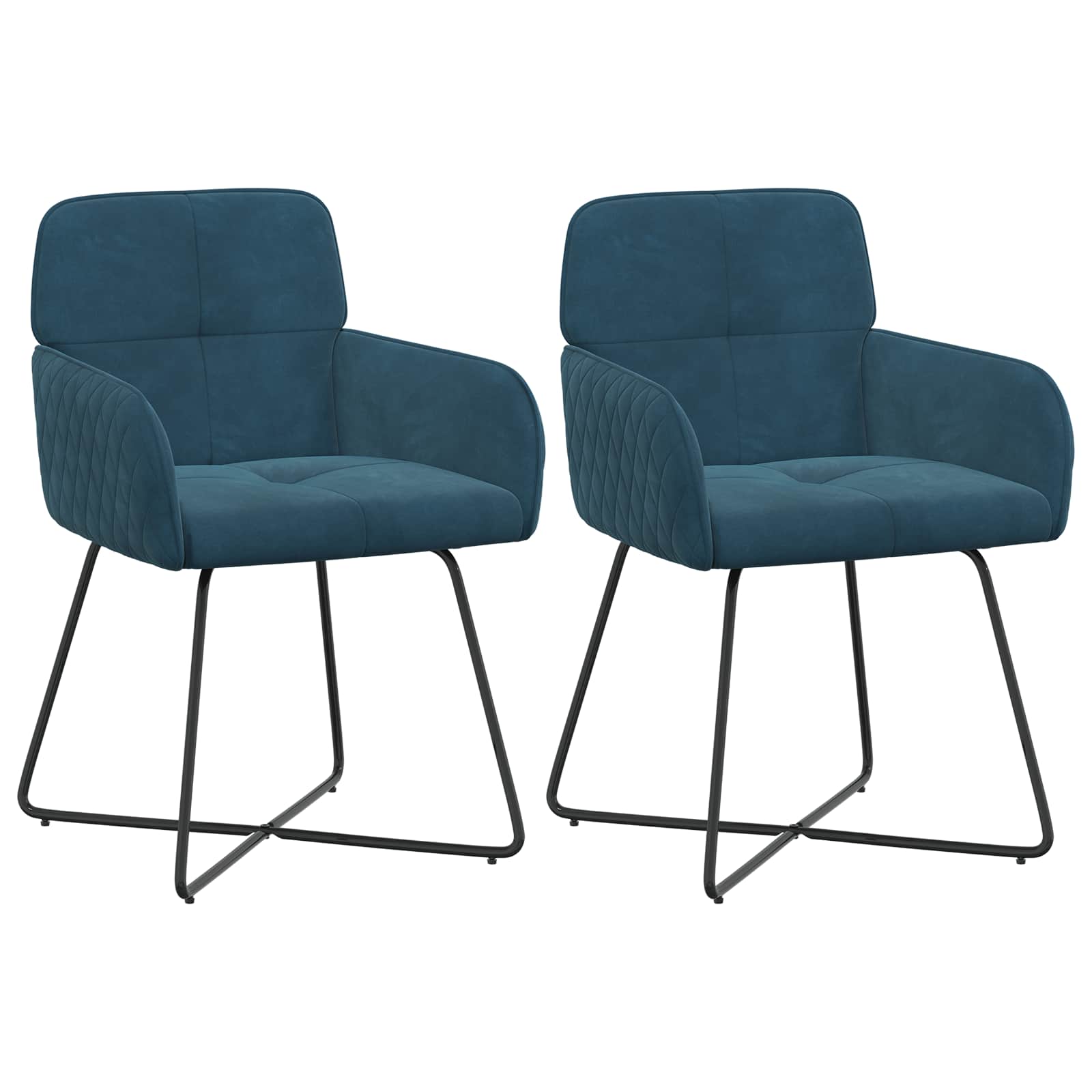 vidaXL Krzesła jadalne 2 pcs Welur niebieski 59 x 56,5 x 86 cm