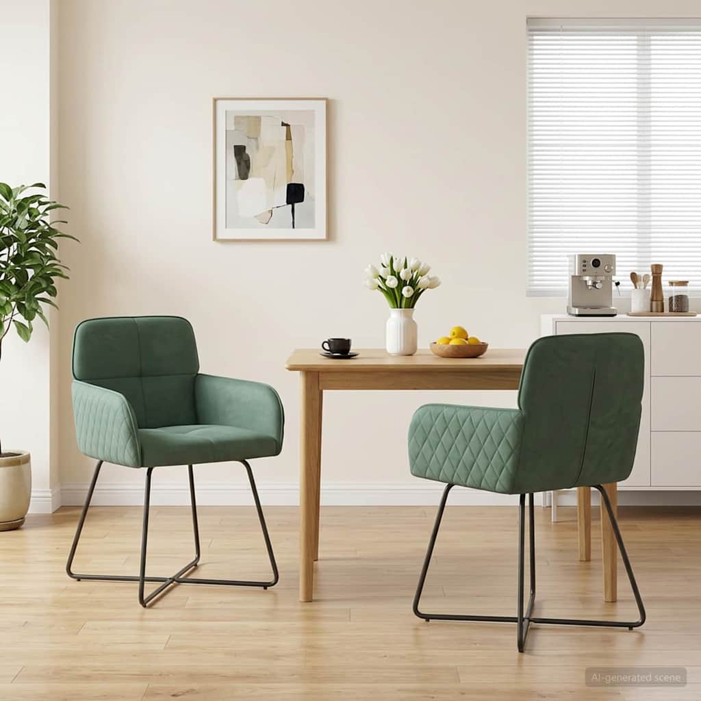 vidaXL Krzesła jadalne 2 pcs Welur Zielony morski 59 x 56,5 x 86 cm