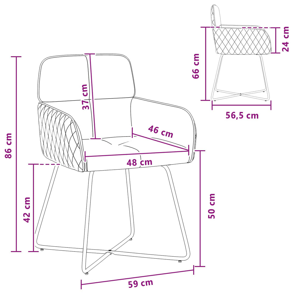 vidaXL Krzesła jadalne 2 pcs Welur Zielony morski 59 x 56,5 x 86 cm