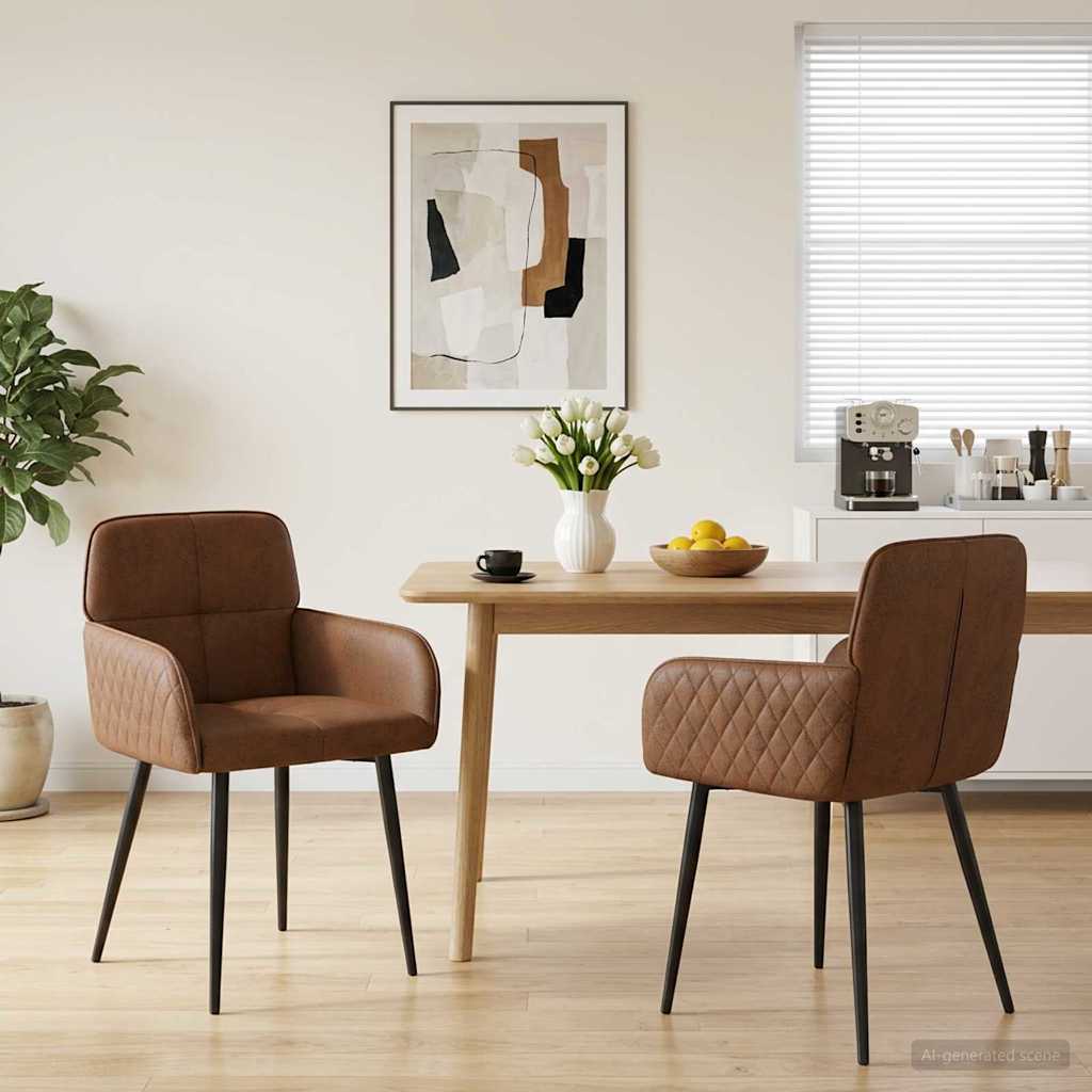vidaXL Krzesła jadalne 2 pcs Skóra zamszowa brązowy 59 x 56,5 x 85 cm