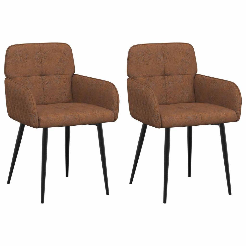 vidaXL Krzesła jadalne 2 pcs Skóra zamszowa brązowy 59 x 56,5 x 85 cm
