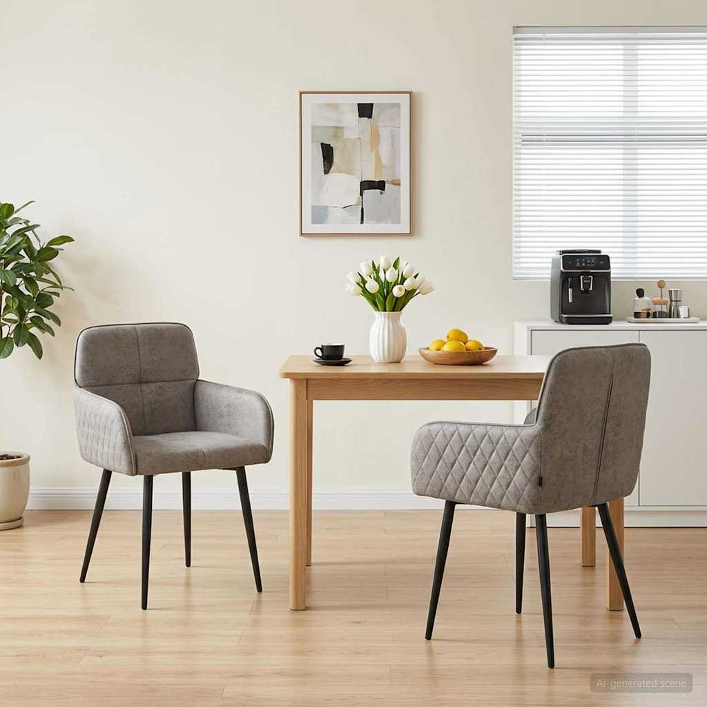 vidaXL Krzesła jadalne 2 pcs Skóra zamszowa jasnoszary 59x56,5x85cm