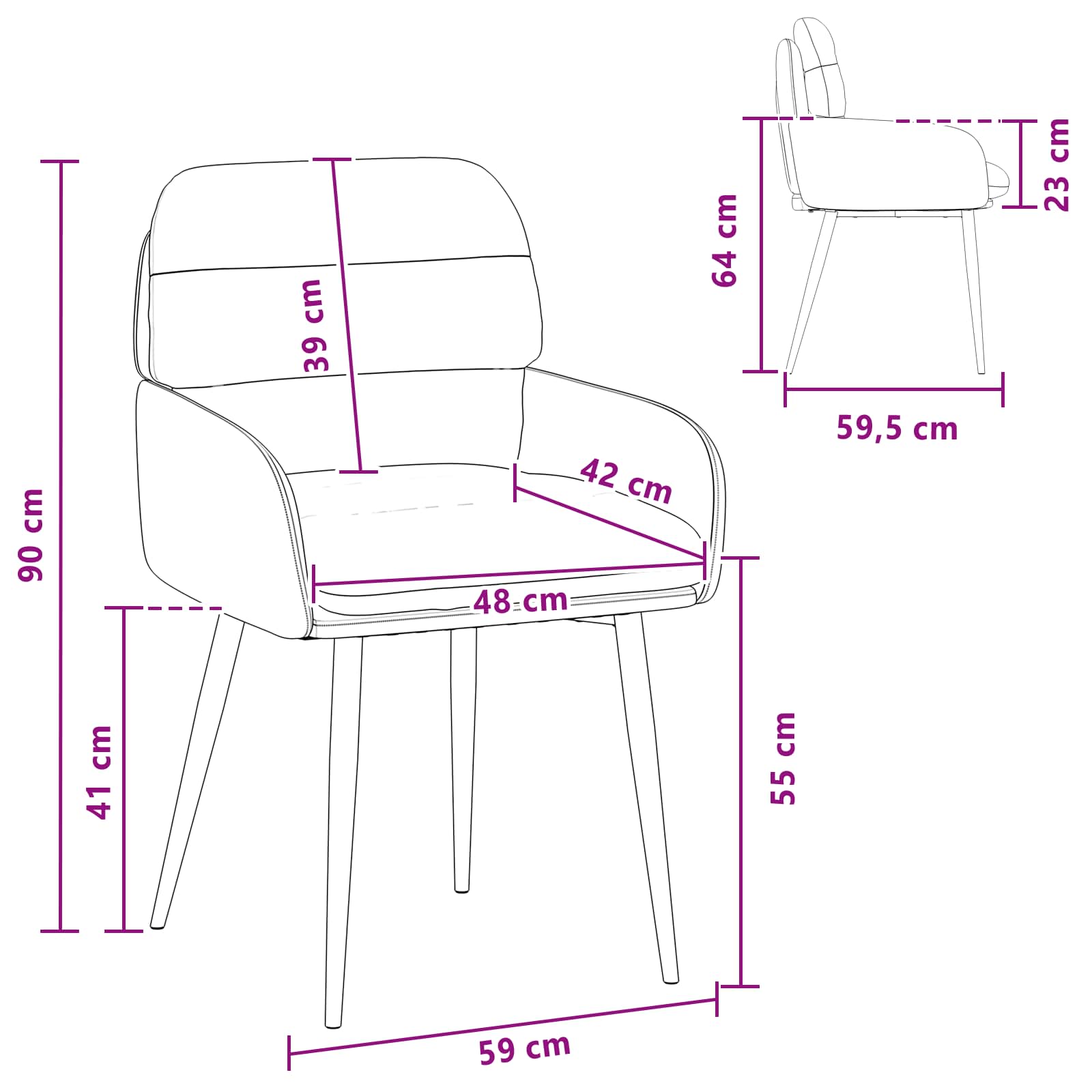 vidaXL Krzesła jadalne 2 pcs Welur jasnoszary 59 x 59,5 x 90 cm
