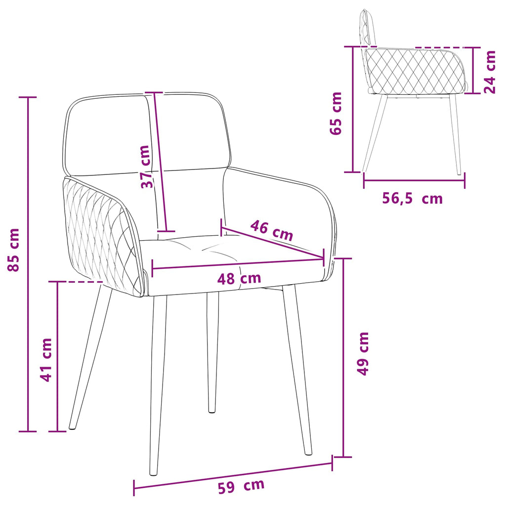vidaXL Krzesła jadalne 2 pcs Welur ciemnoszary 59 x 59,5 x 90 cm