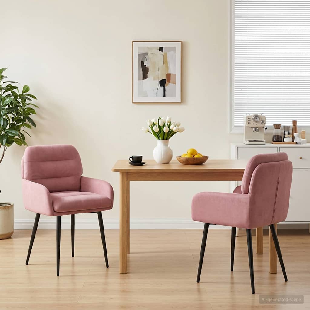 vidaXL Krzesła jadalne 2 pcs Welur różowy 59 x 59,5 x 90 cm