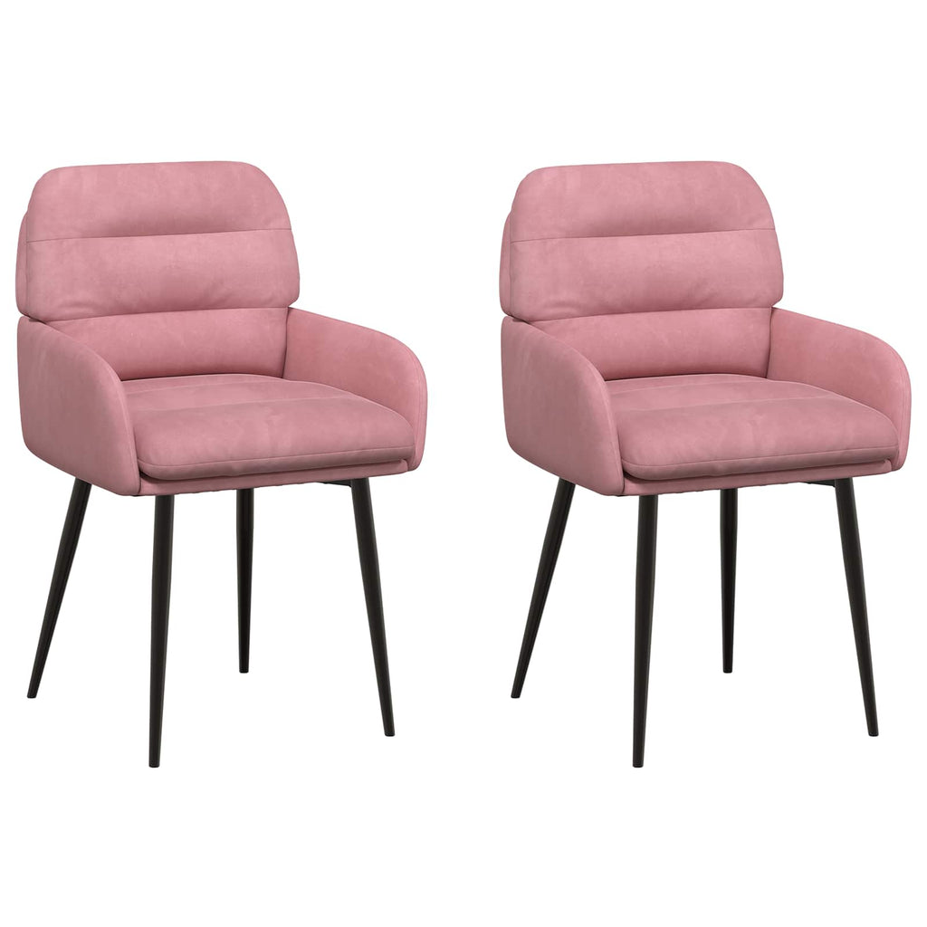 vidaXL Krzesła jadalne 2 pcs Welur różowy 59 x 59,5 x 90 cm