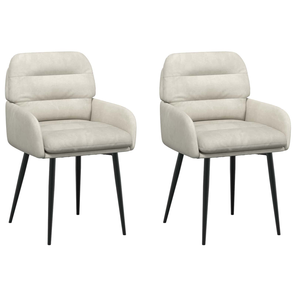 vidaXL Krzesła jadalne 2 pcs Welur kremowy 59 x 59,5 x 90 cm
