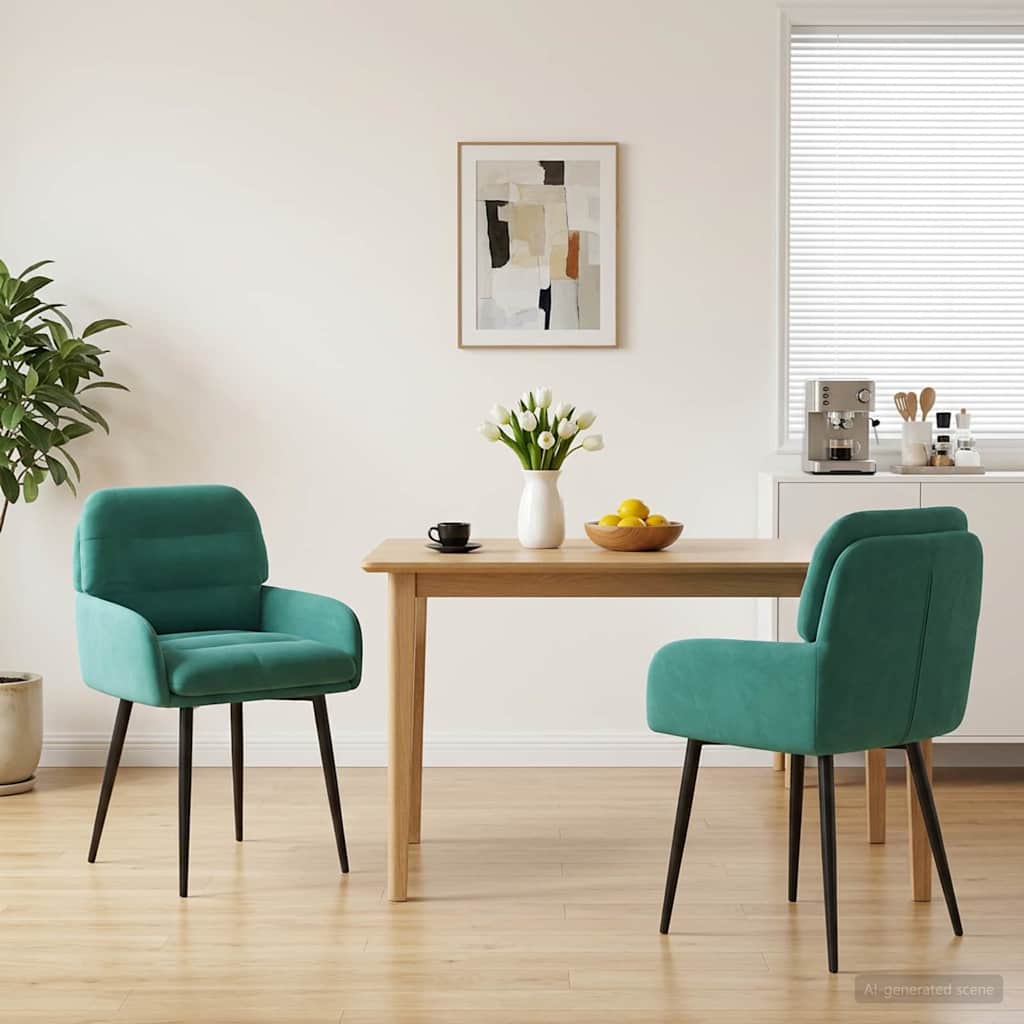 vidaXL Krzesła jadalne 2 pcs Welur Turkusowy 59 x 59,5 x 90 cm