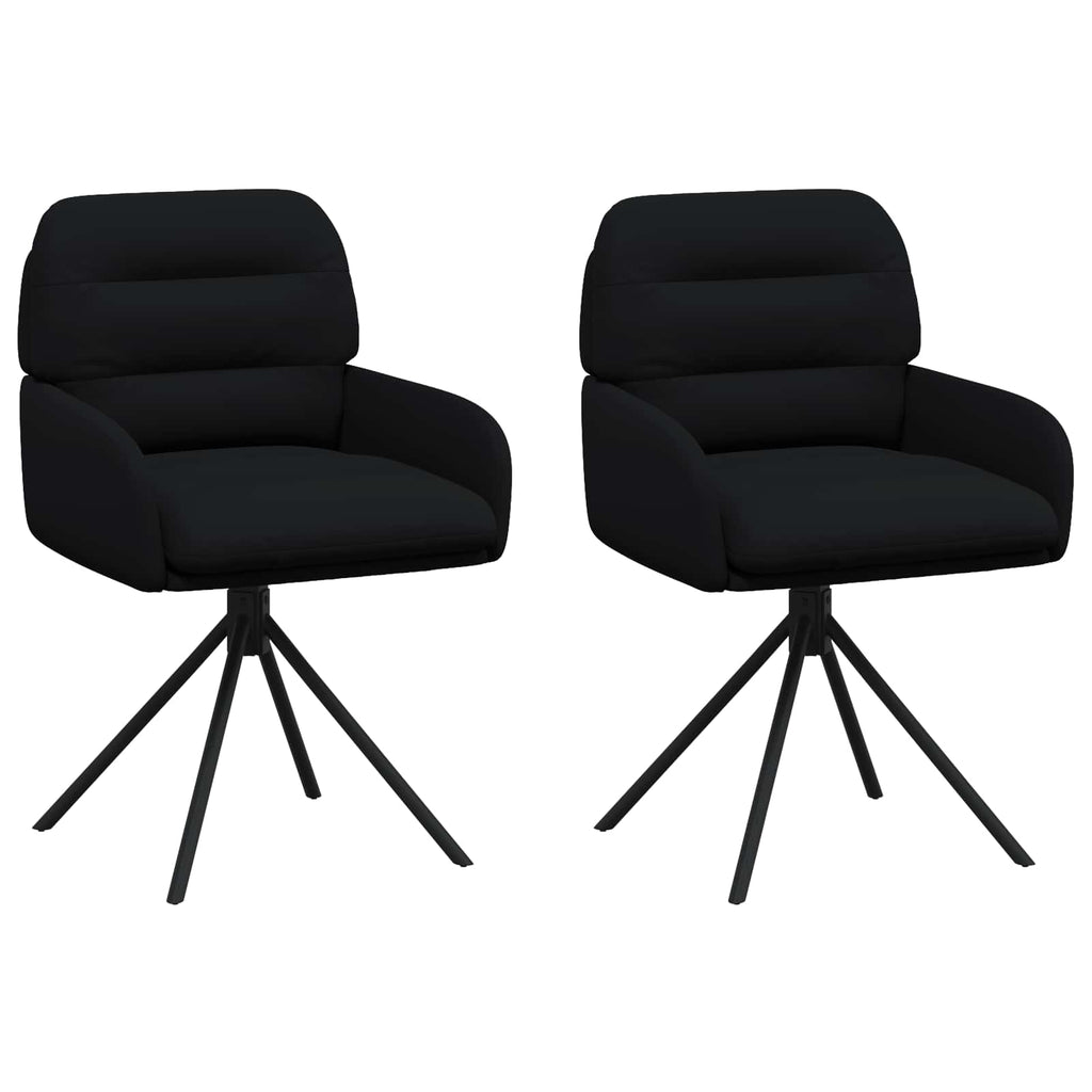 vidaXL Obrotowe krzesła jadalniane 2 pcs Ekoskóra Czarny