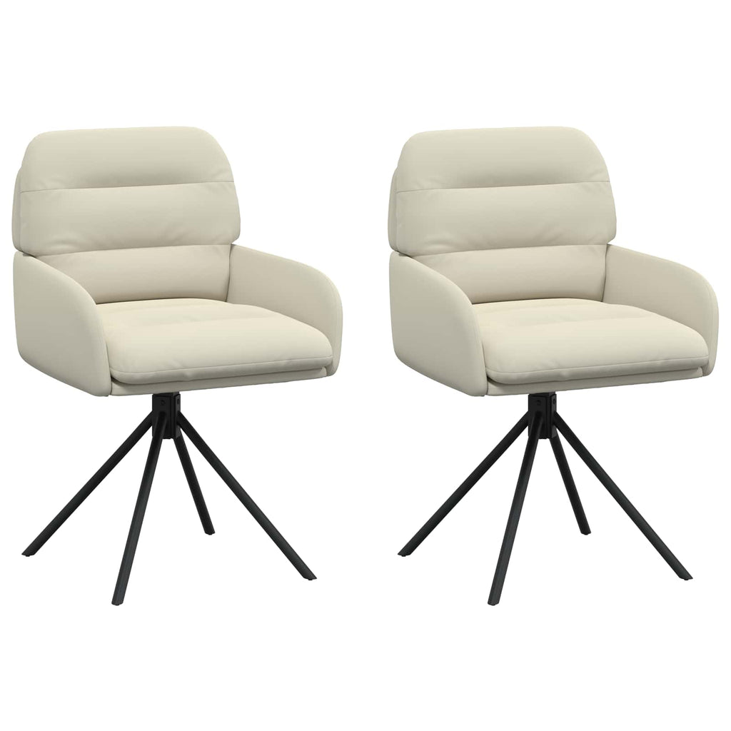 vidaXL Obrotowe krzesła jadalniane 2 pcs Ekoskóra kremowy
