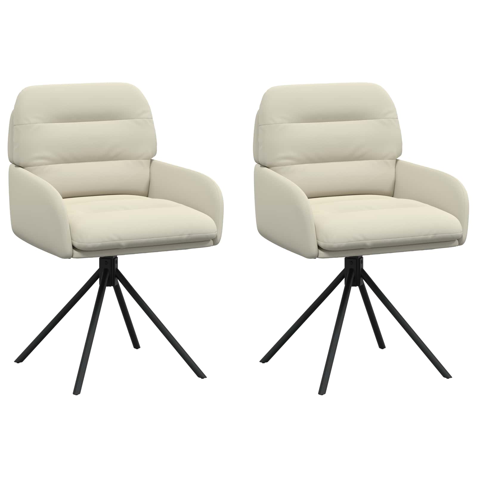 vidaXL Obrotowe krzesła jadalniane 2 pcs Ekoskóra kremowy