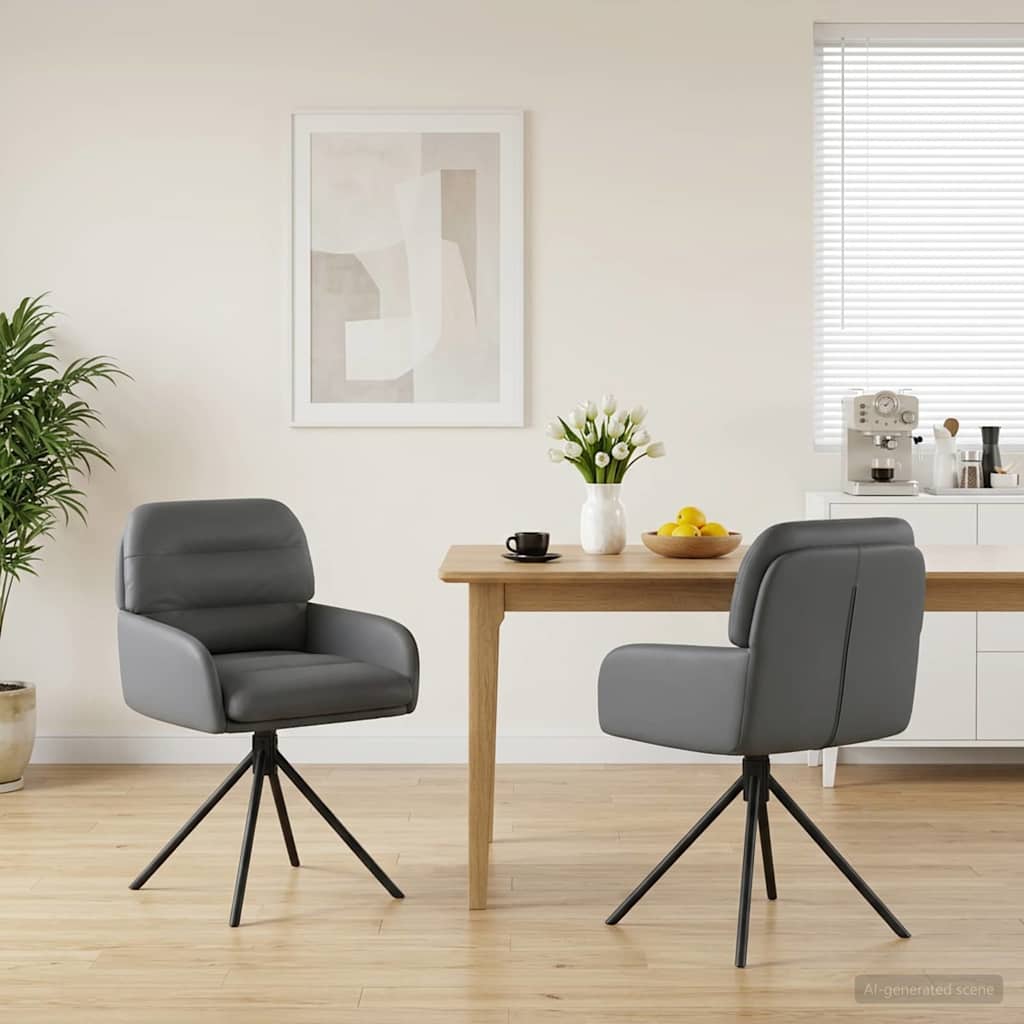 vidaXL Obrotowe krzesła jadalniane 2 pcs Ekoskóra Szary