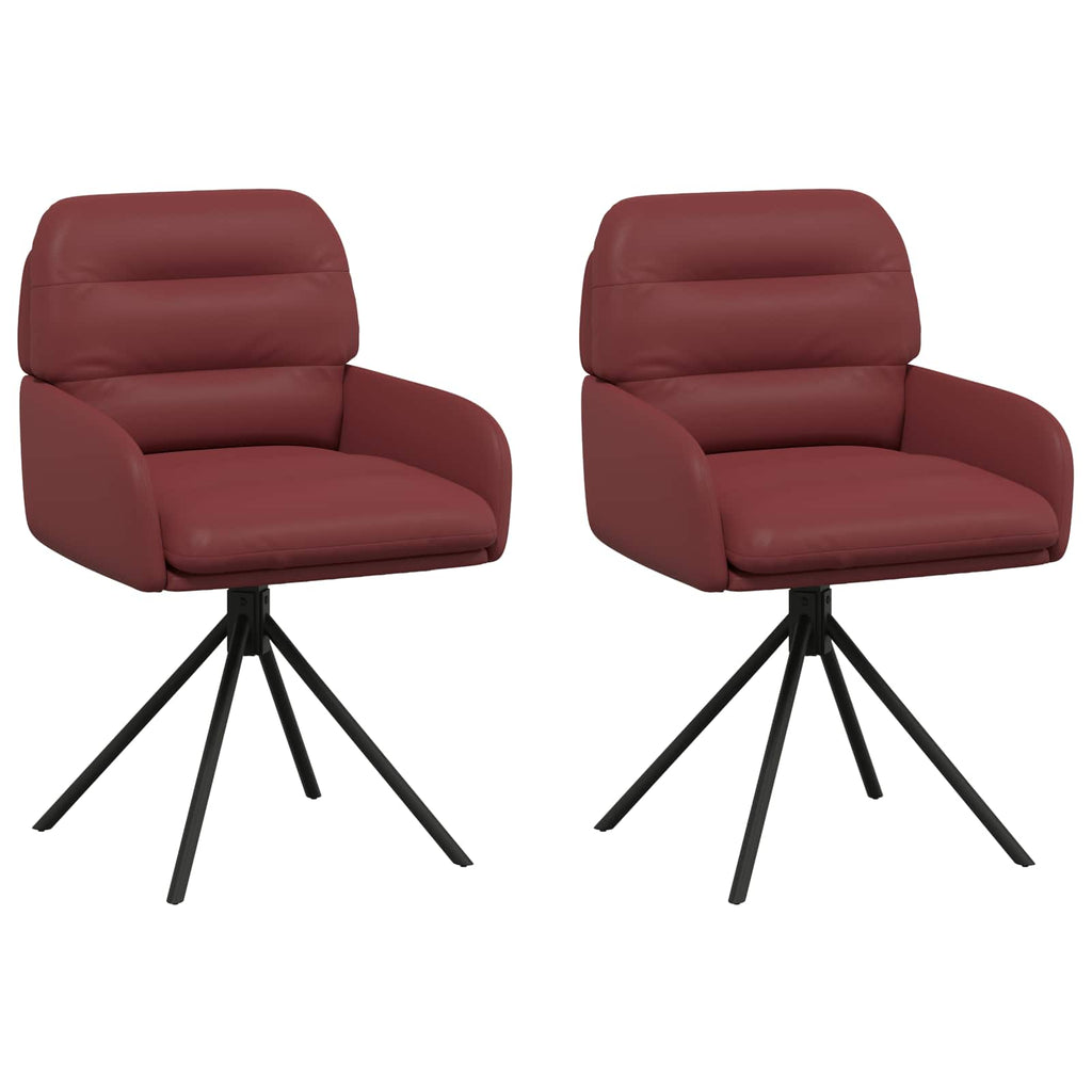 vidaXL Obrotowe krzesła jadalniane 2 pcs Ekoskóra Czerwone wino