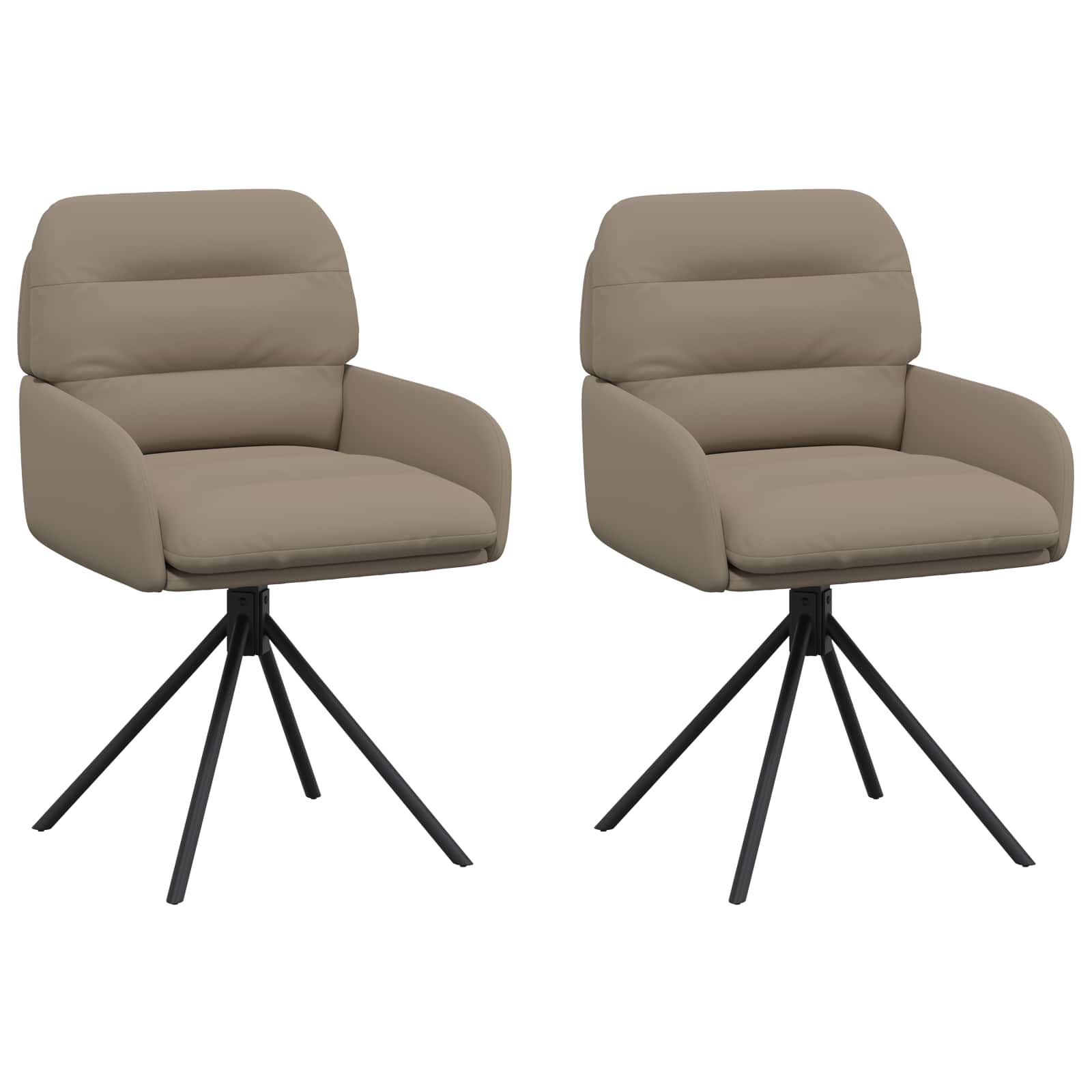 vidaXL Obrotowe krzesła jadalniane 2 pcs Ekoskóra Cappuccino