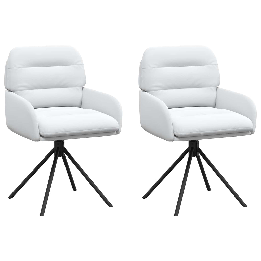 vidaXL Obrotowe krzesła jadalniane 2 pcs Ekoskóra Biały