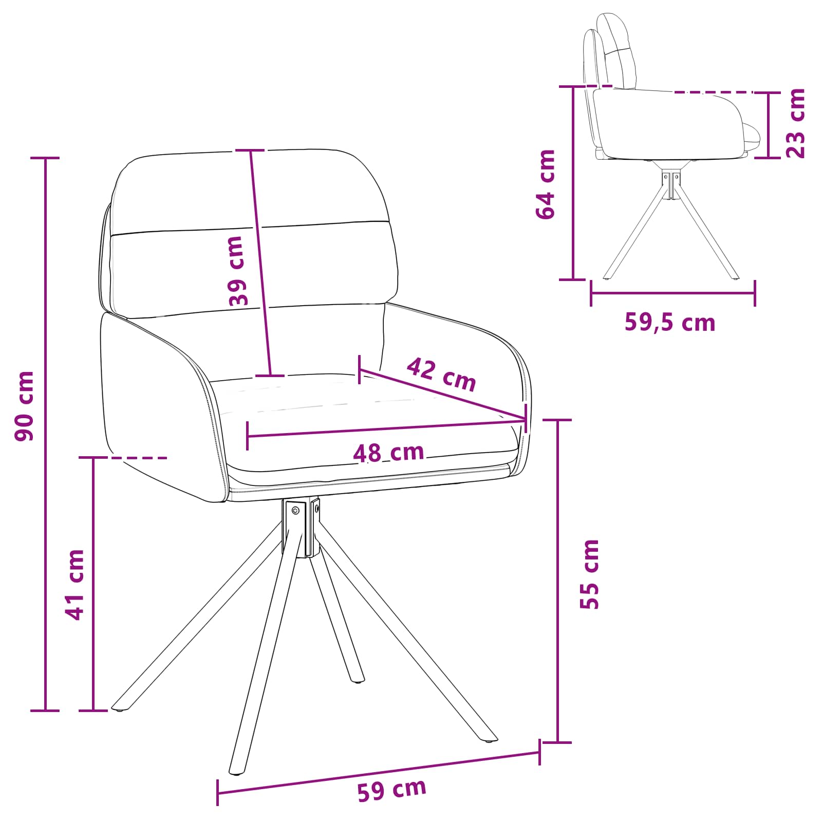 vidaXL Obrotowe krzesła jadalniane 2 pcs Ekoskóra Biały