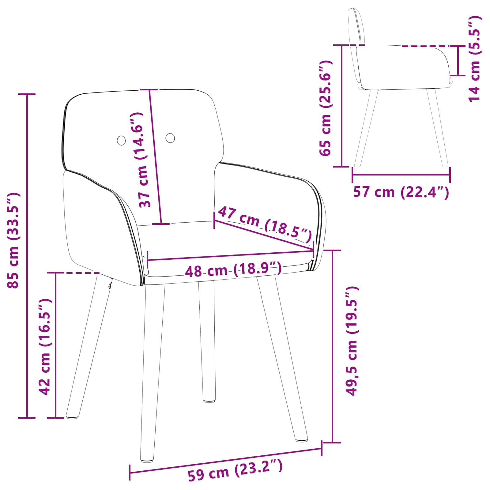 vidaXL Krzesła jadalne 2 pcs Bouclé kremowy 59 x 57 x 85 cm