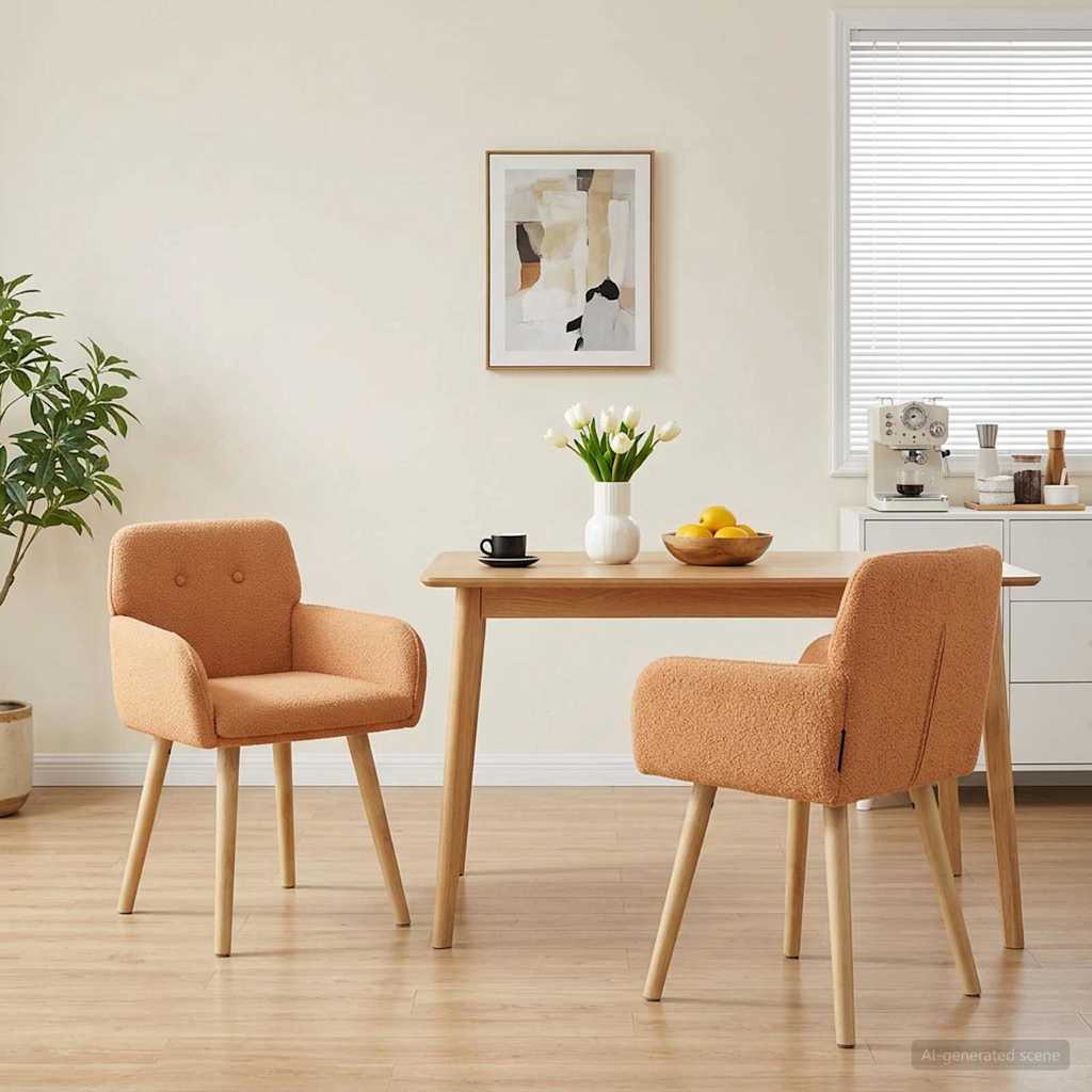 vidaXL Krzesła jadalne 2 pcs Bouclé Beżowy 59 x 57 x 85 cm