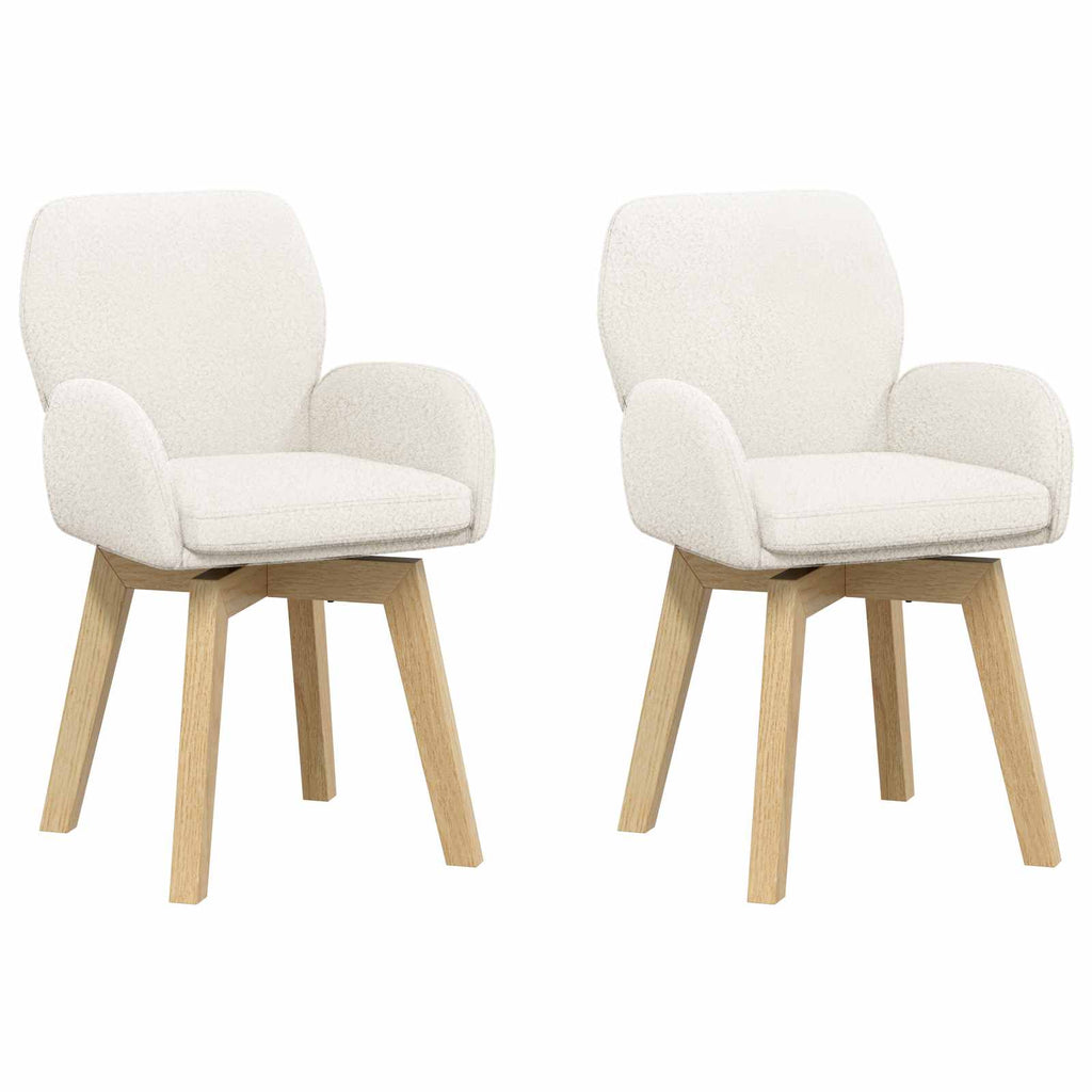 vidaXL Obrotowe krzesła jadalniane 2 pcs Bouclé kremowy