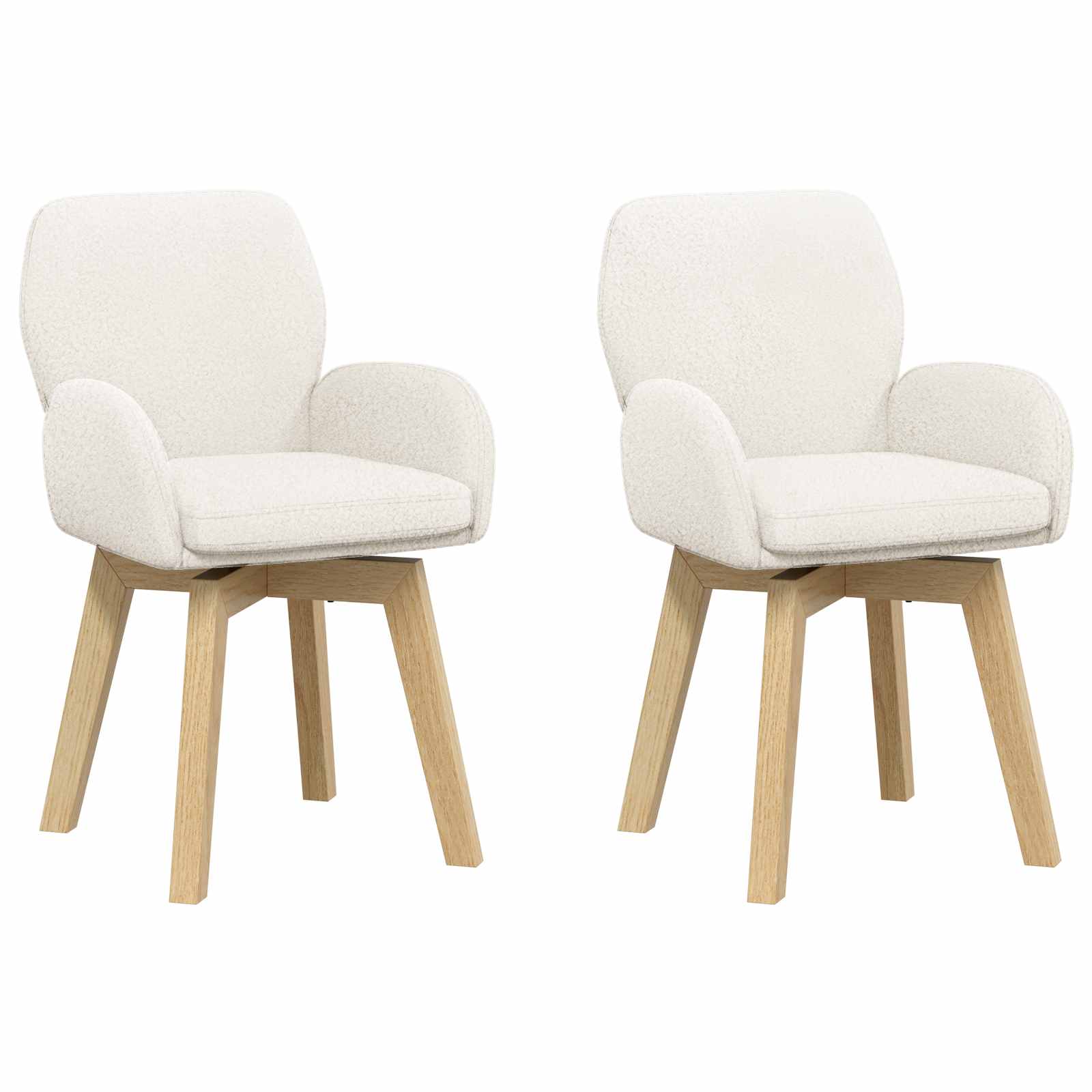 vidaXL Obrotowe krzesła jadalniane 2 pcs Bouclé kremowy