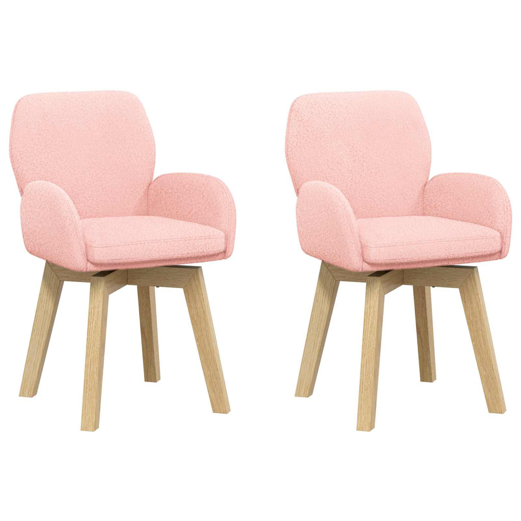 vidaXL Obrotowe krzesła jadalniane 2 pcs Bouclé różowy 54 x 58 x 87 cm