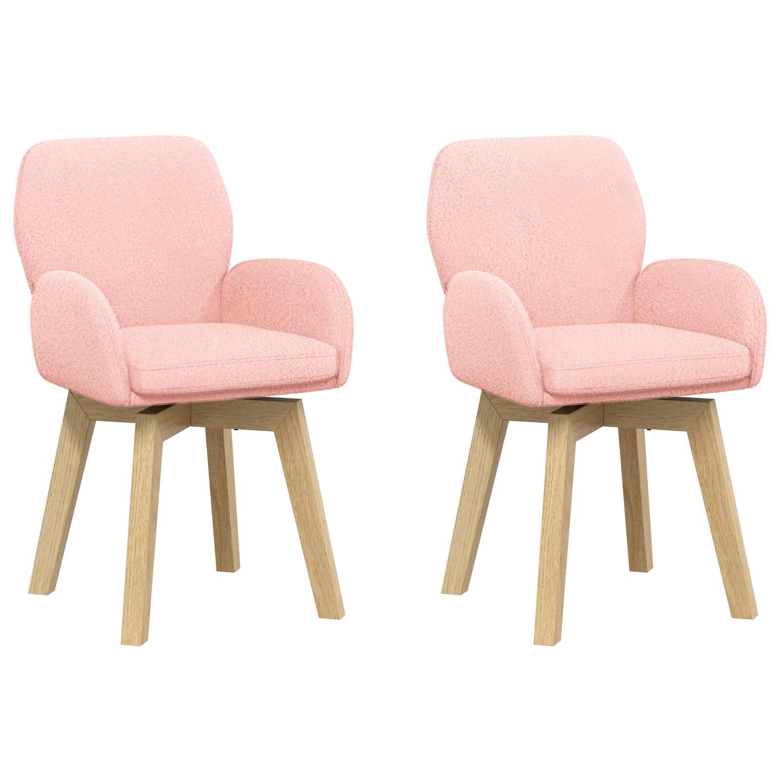 vidaXL Obrotowe krzesła jadalniane 2 pcs Bouclé różowy 54 x 58 x 87 cm