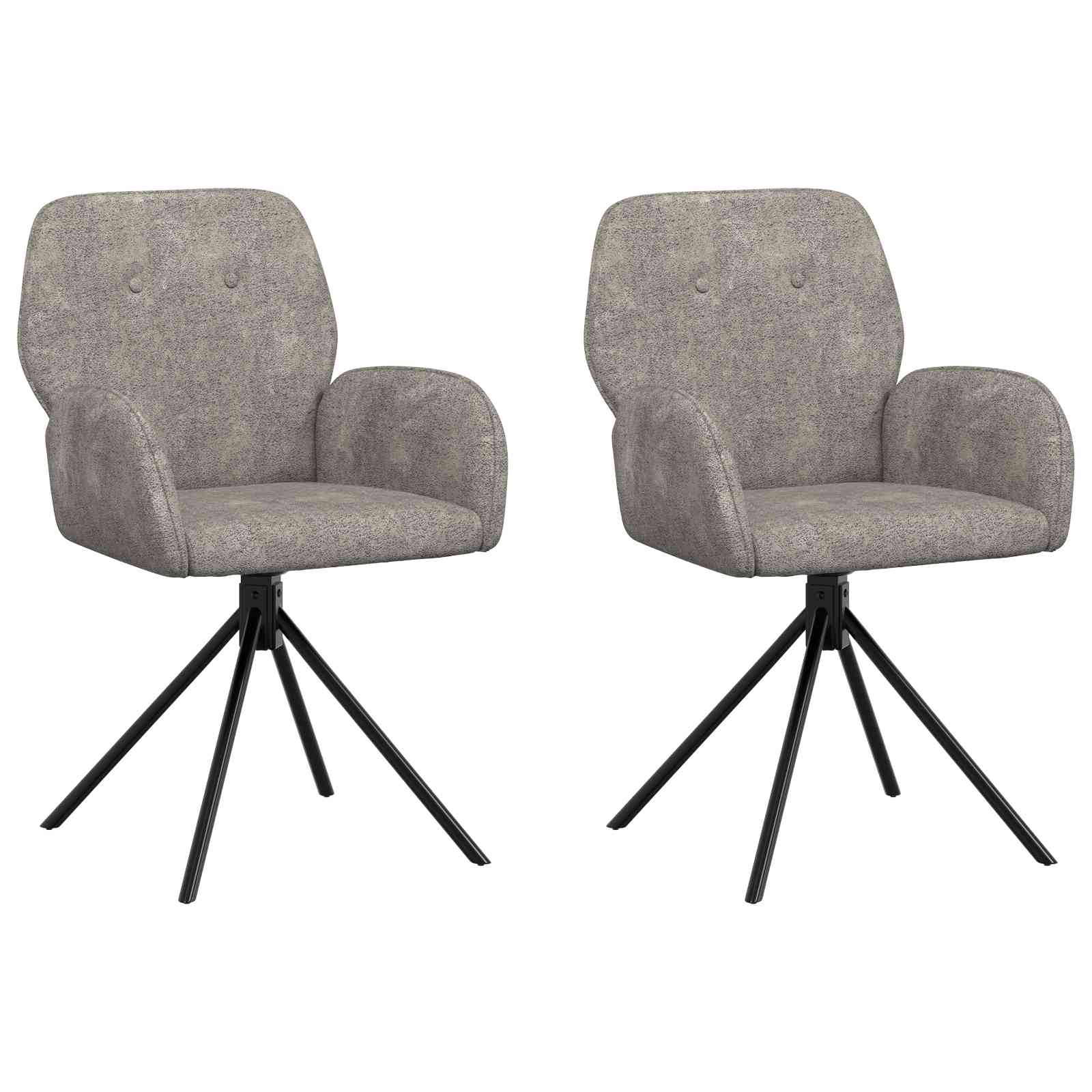 vidaXL Obrotowe krzesła jadalniane 2 pcs Skóra zamszowa jasnoszary