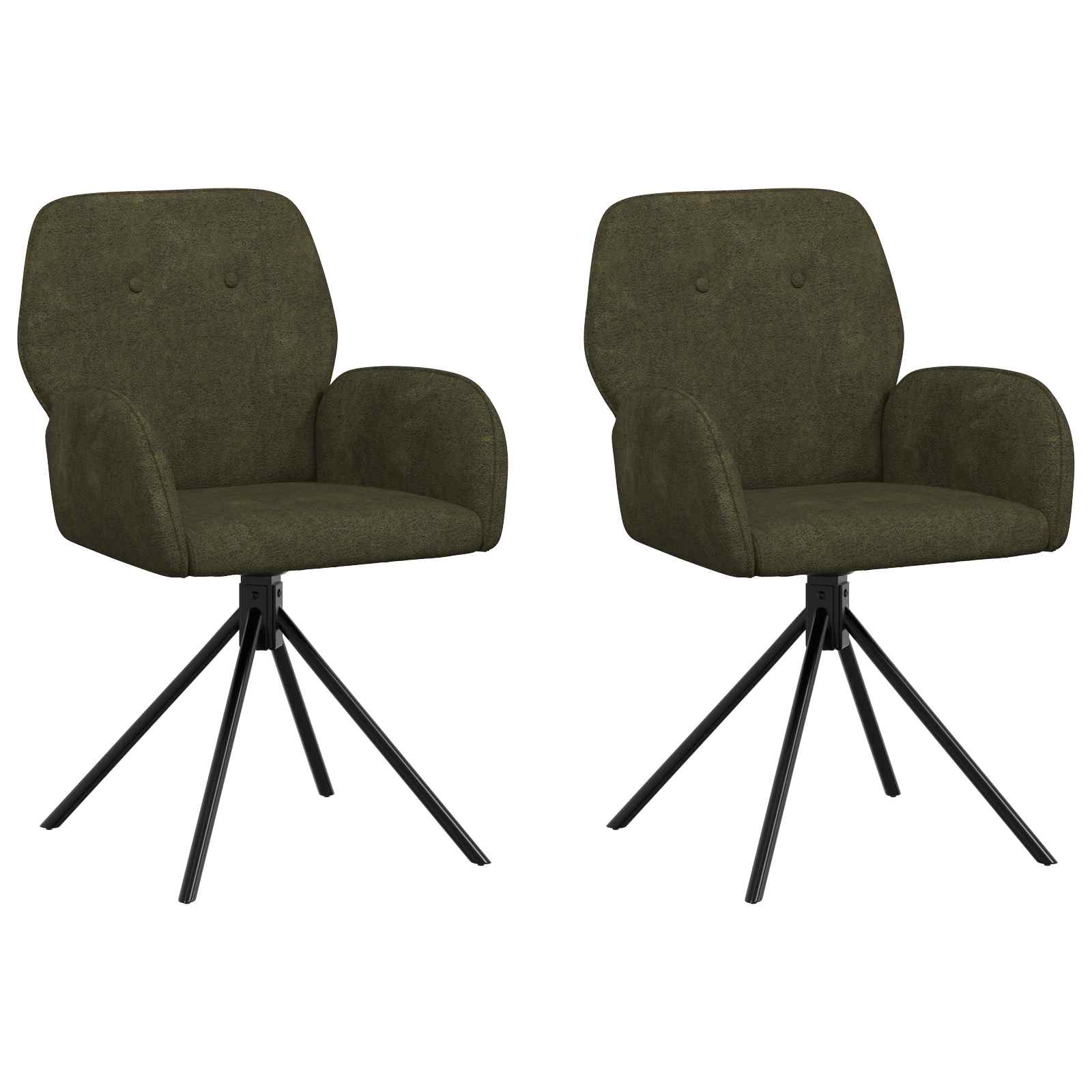 vidaXL Obrotowe krzesła jadalniane 2 pcs Skóra zamszowa
