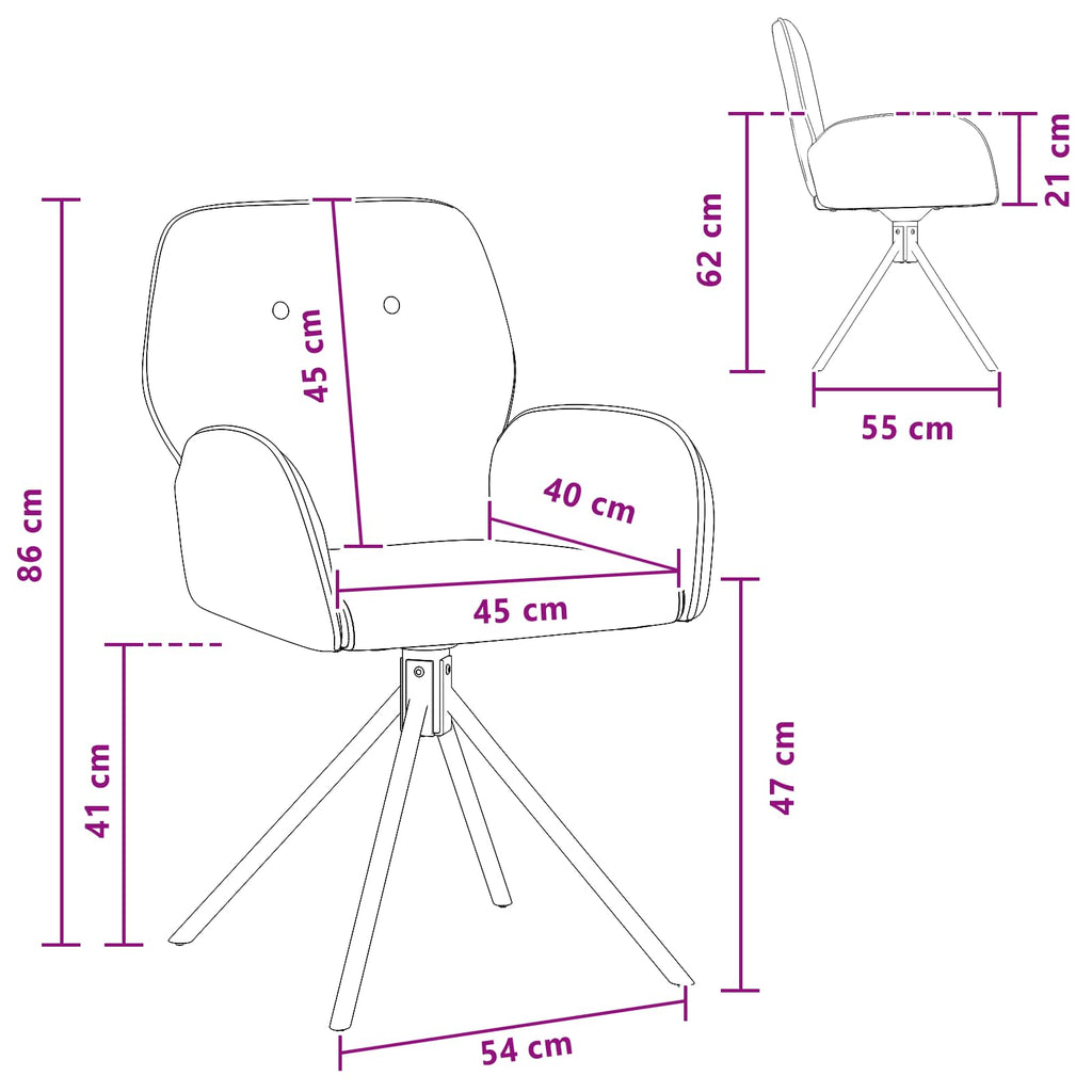 vidaXL Obrotowe krzesła jadalniane 2 pcs Skóra zamszowa