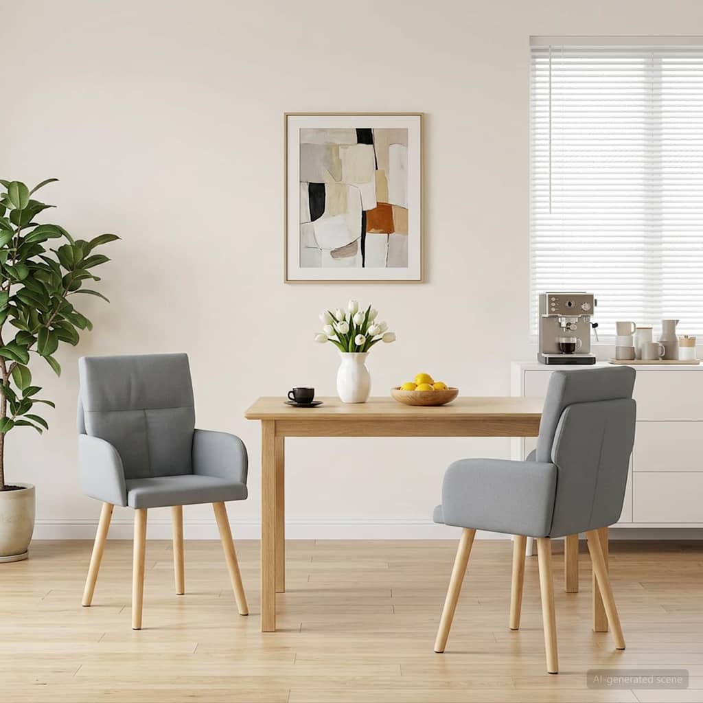 vidaXL Krzesła jadalne 2 pcs tkanina jasnoszary 60 x 56 x 96 cm