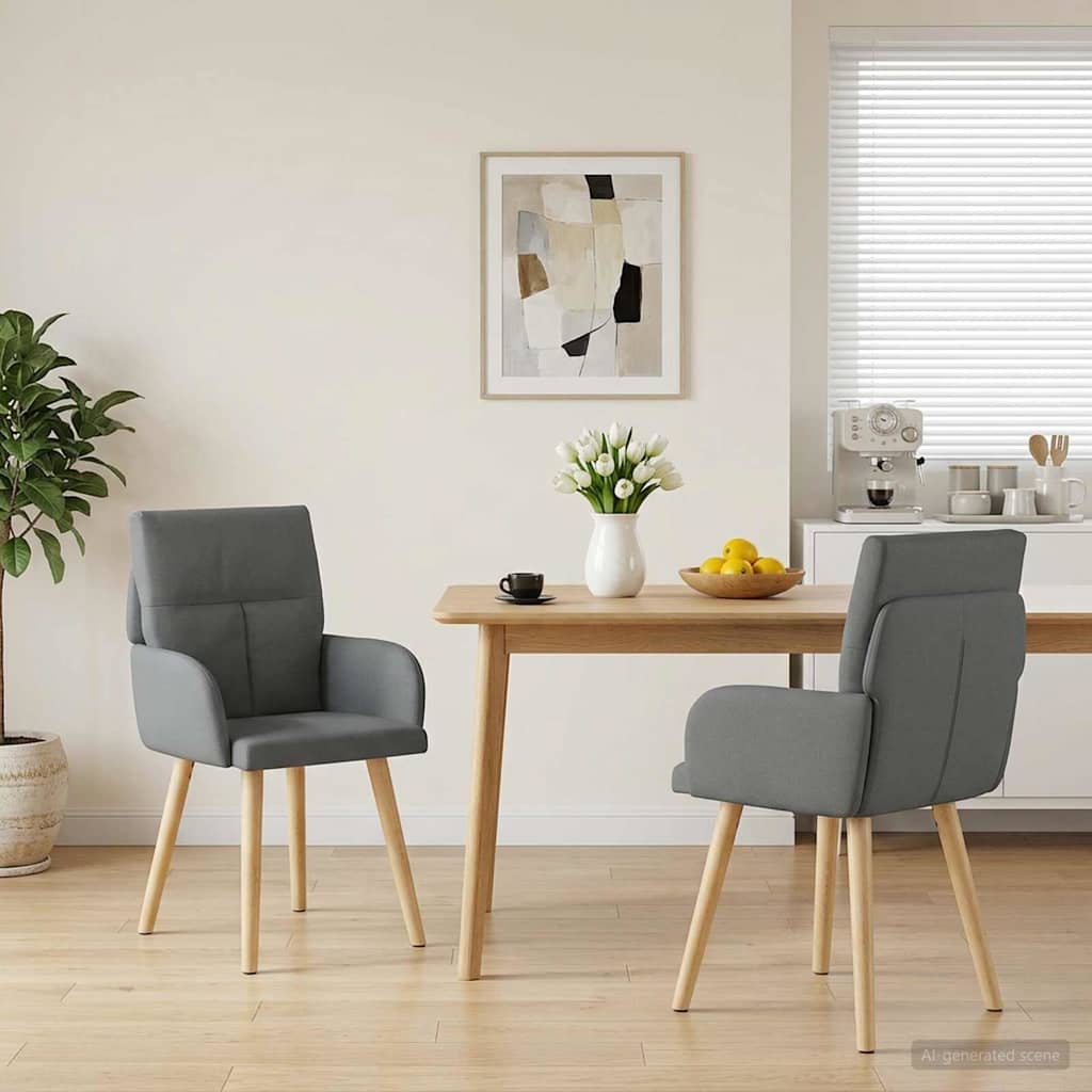 vidaXL Krzesła jadalne 2 pcs tkanina ciemnoszary 60 x 56 x 96 cm