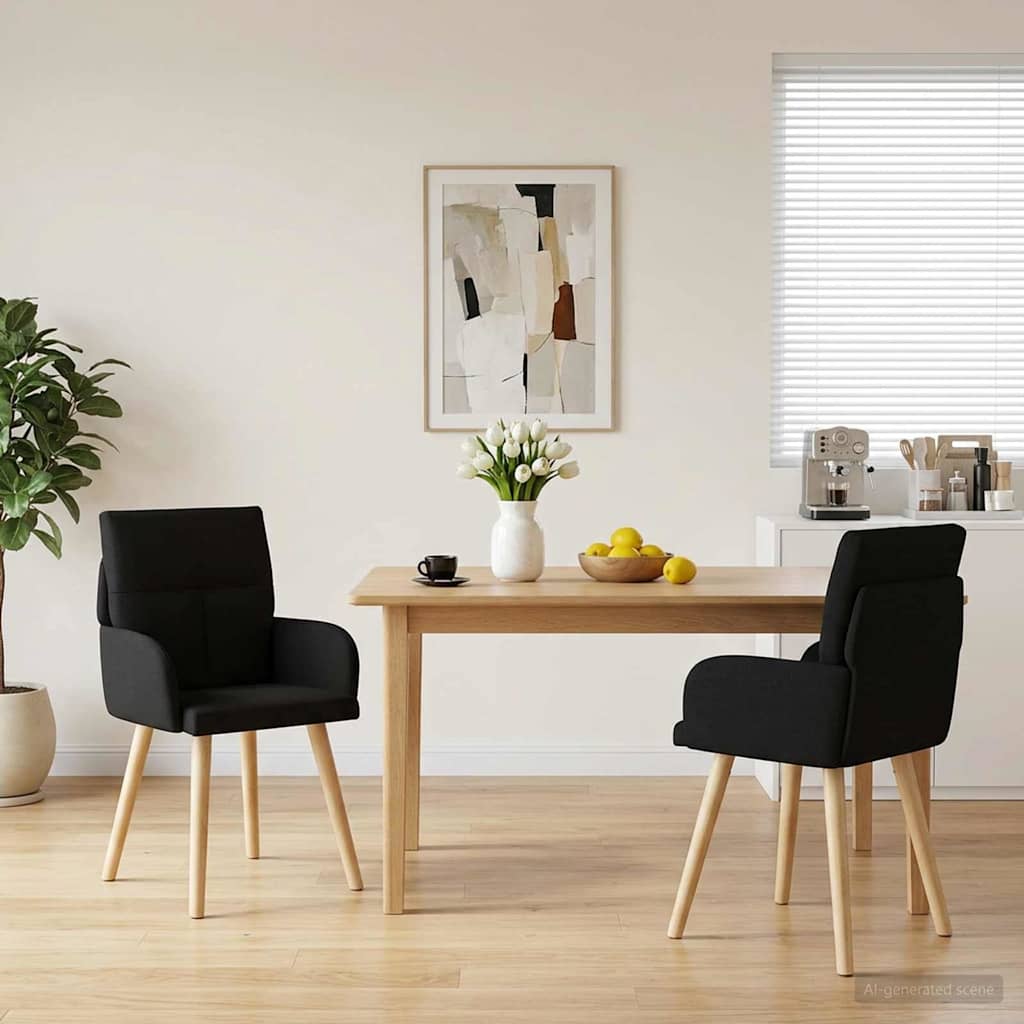 vidaXL Krzesła jadalne 2 pcs tkanina Czarny 60 x 56 x 96 cm